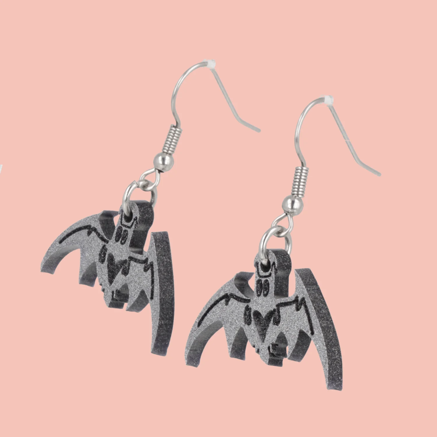 Love Bites! Bat Earrings - Silver - Image 3