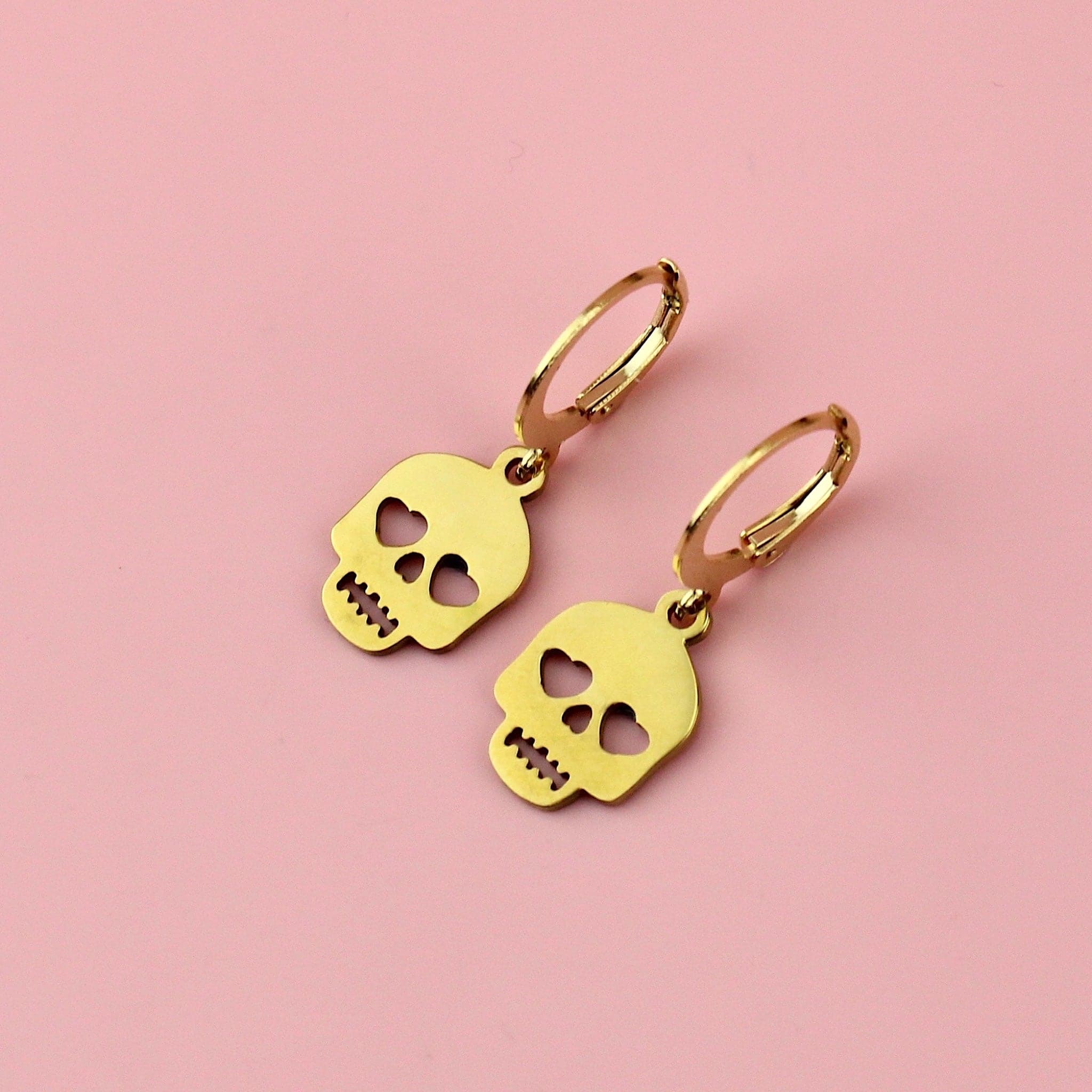 Lovely Bones Skull Earrings (Gold Plated) - Image 2
