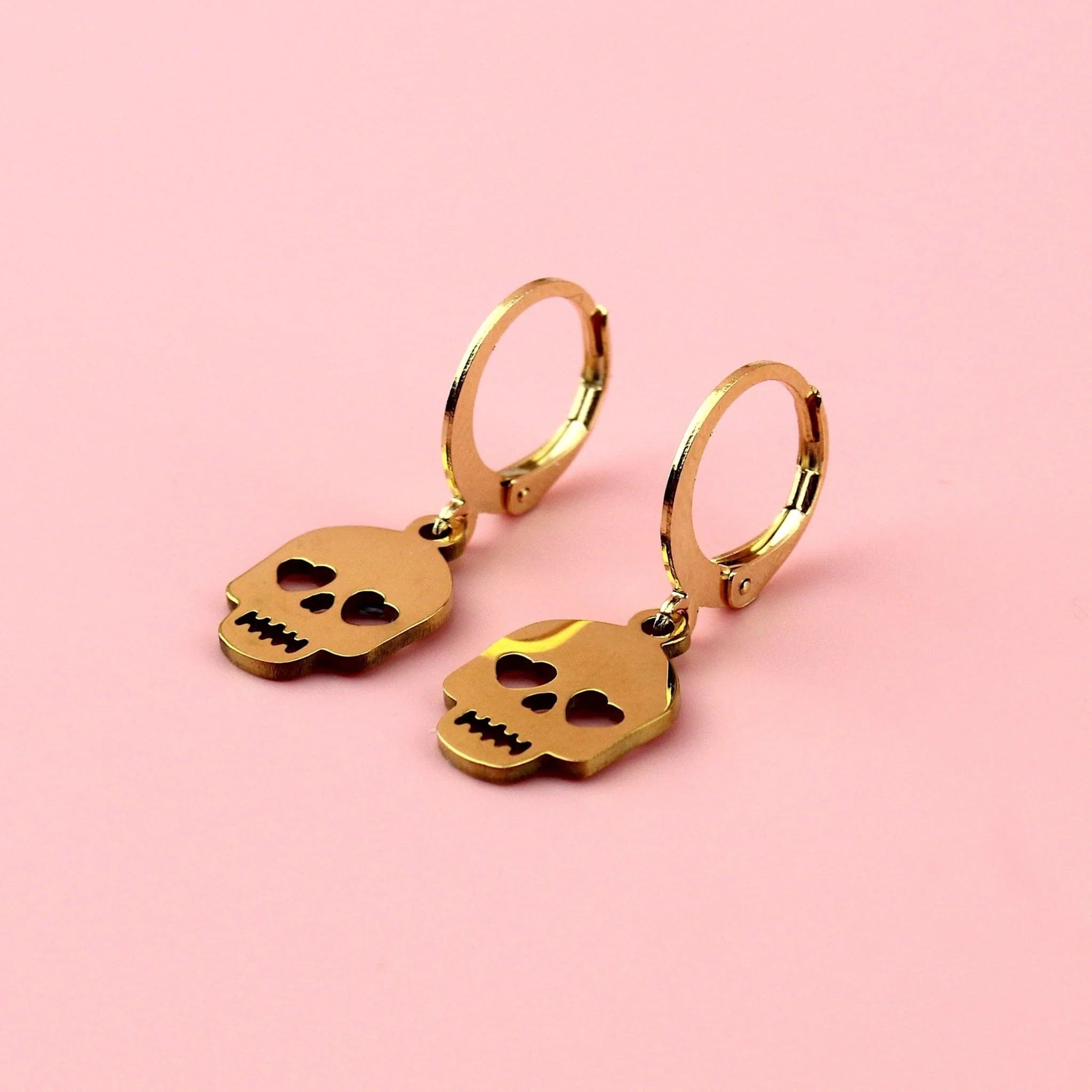 Lovely Bones Skull Earrings (Gold Plated) - Image 3