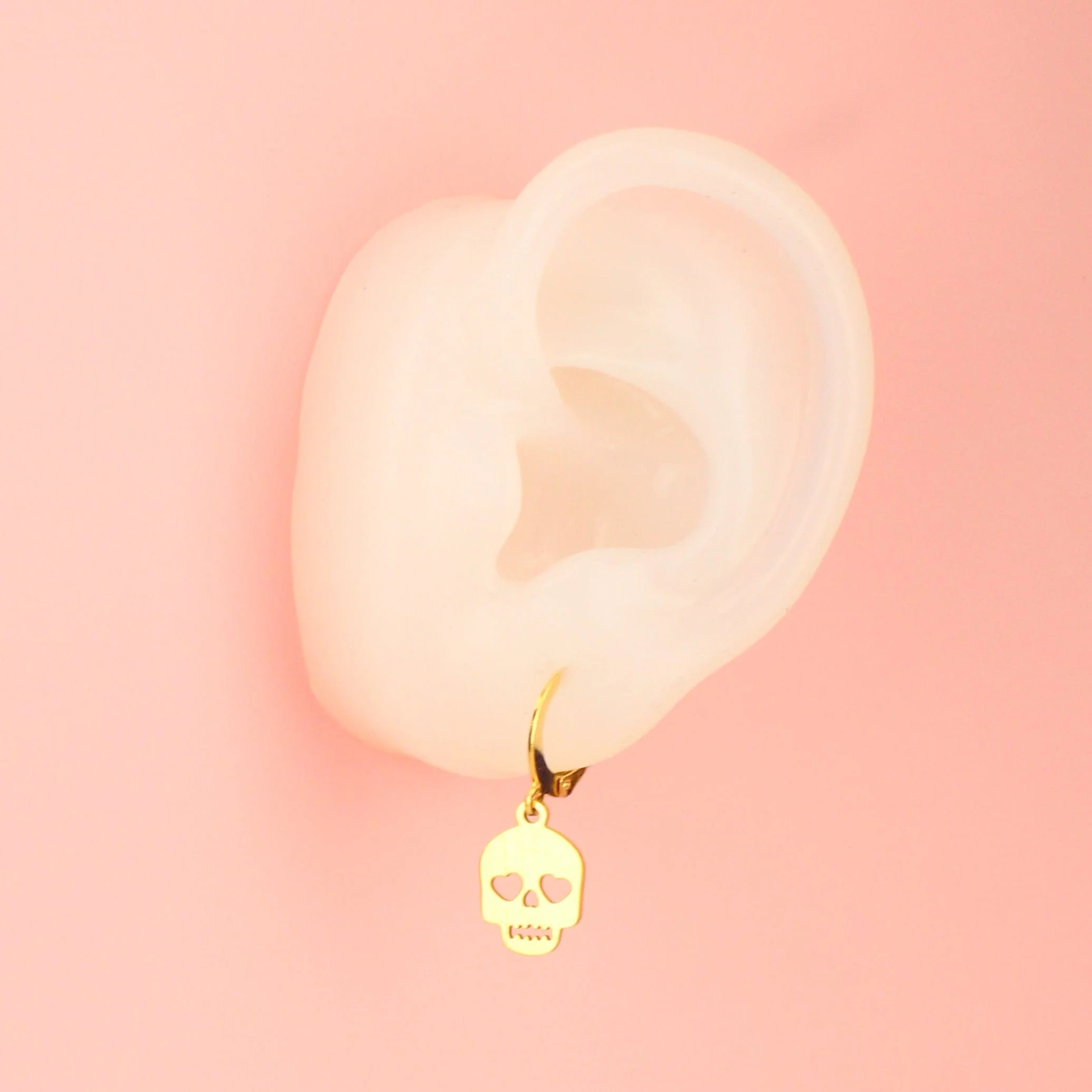 Lovely Bones Skull Earrings (Gold Plated) - Image 5
