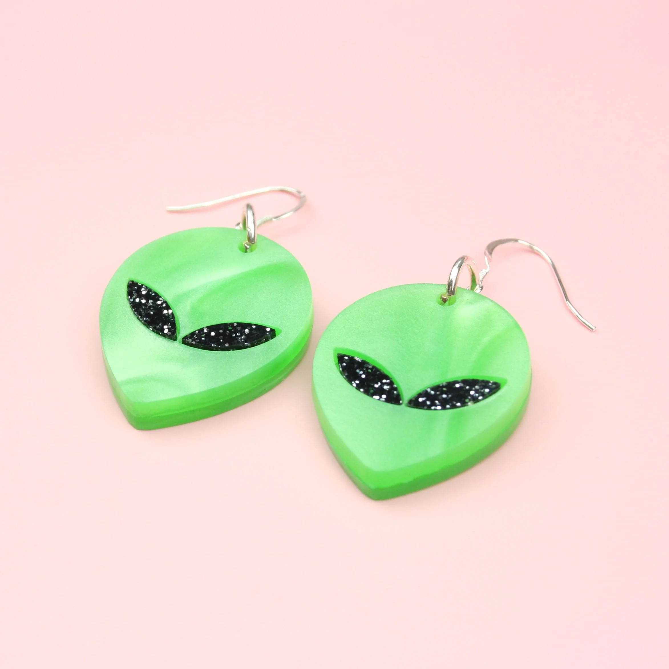 Marble Green Alien Earrings - Image 2