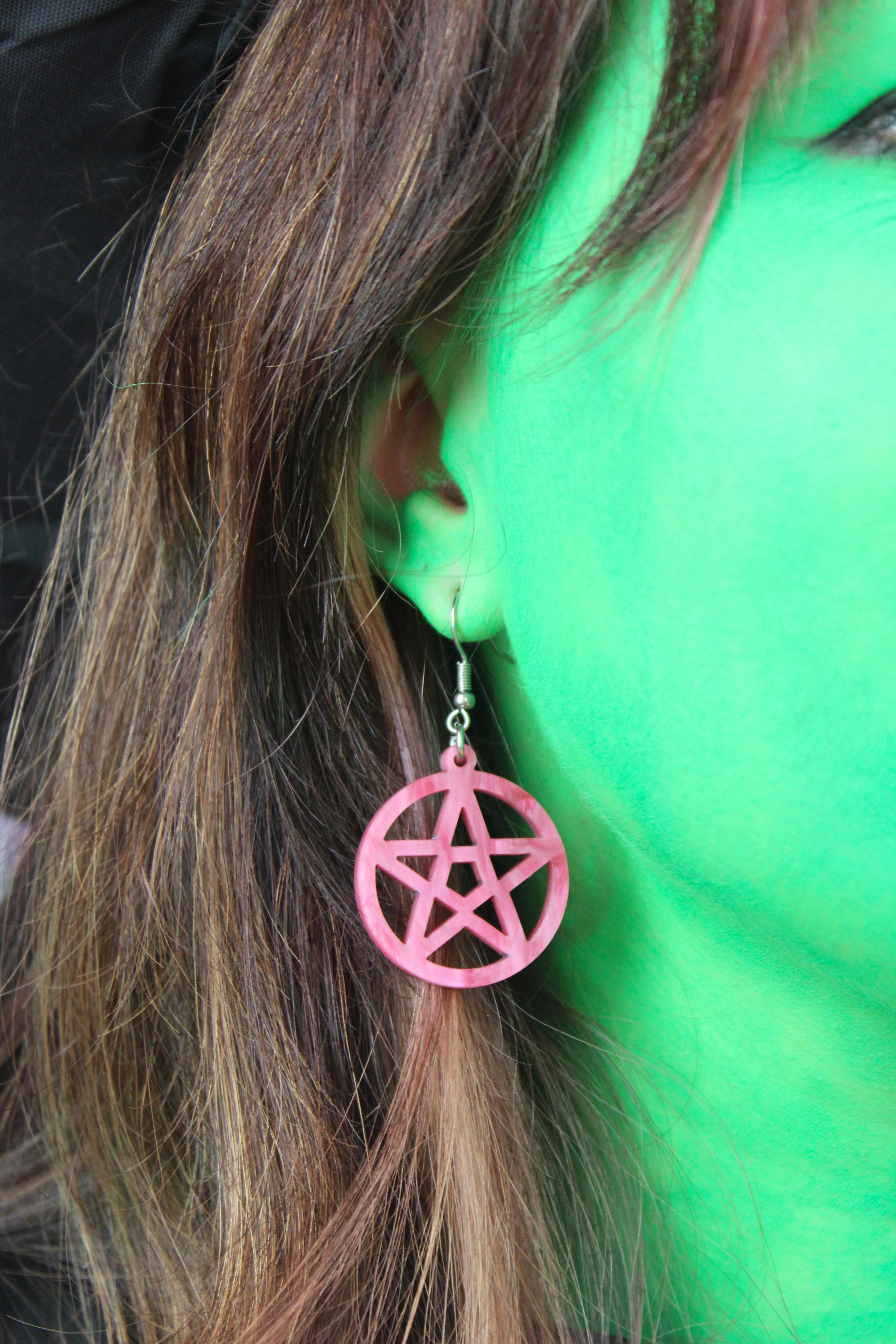 Marble Pink Pentacle Earrings - Image 2