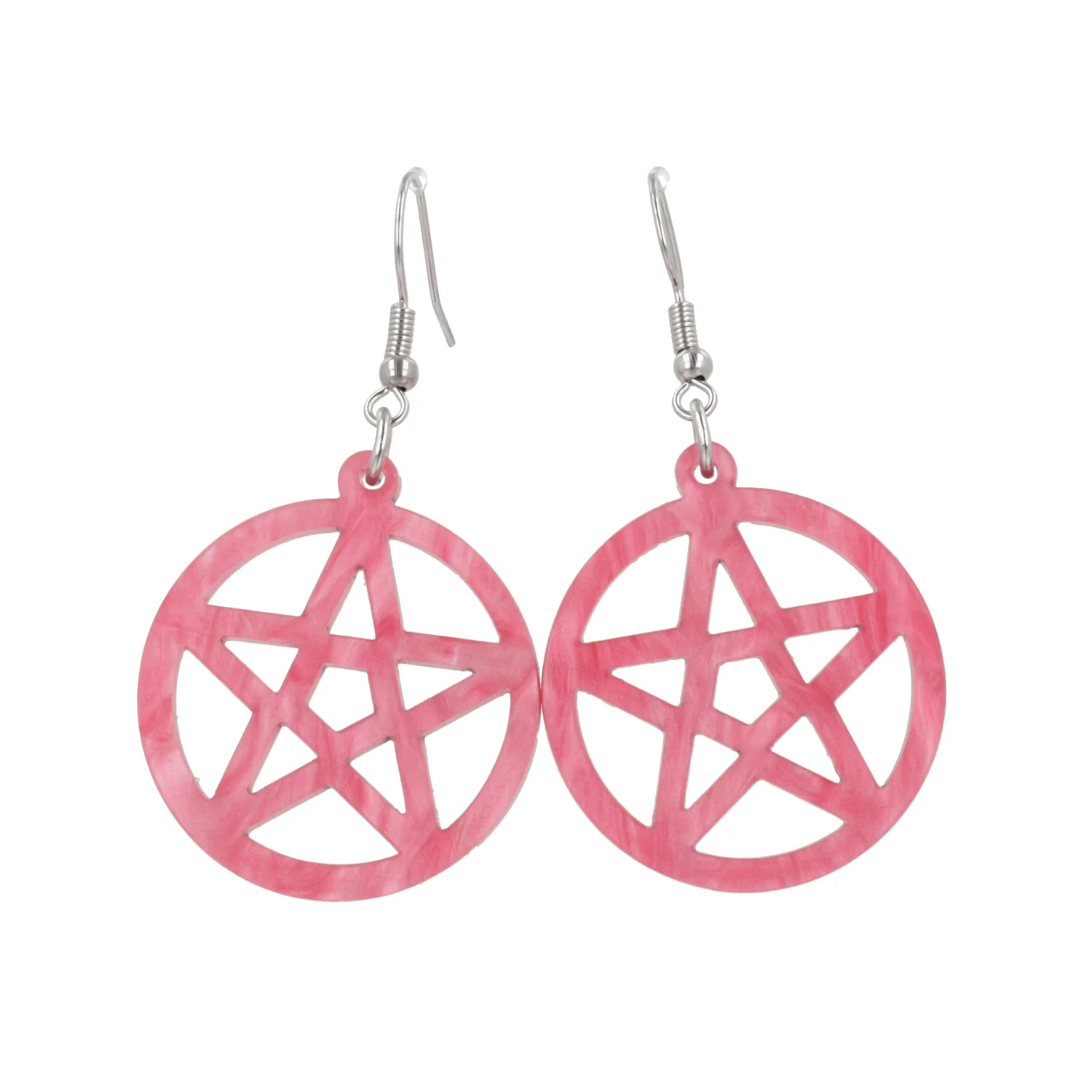 Marble Pink Pentacle Earrings - Image 5