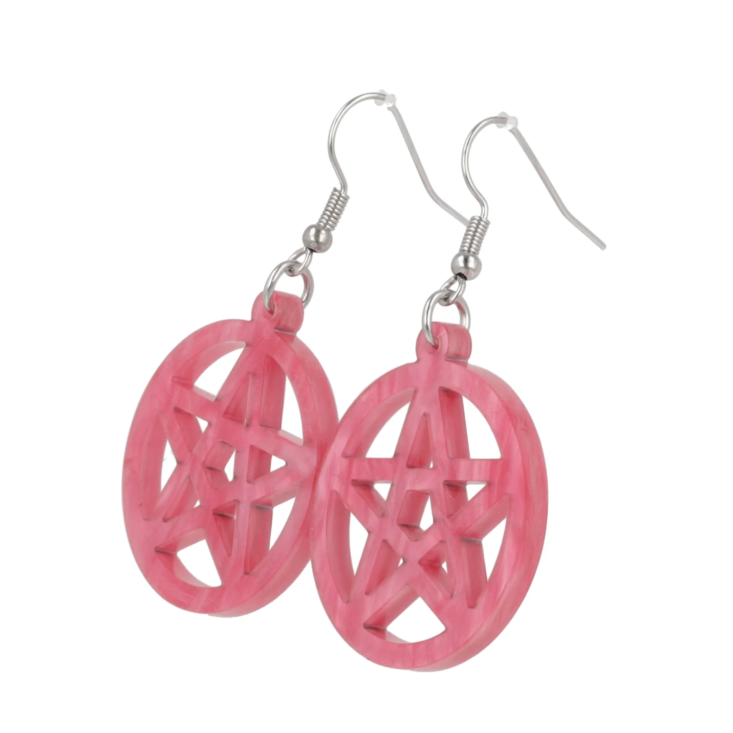 Marble Pink Pentacle Earrings - Image 6