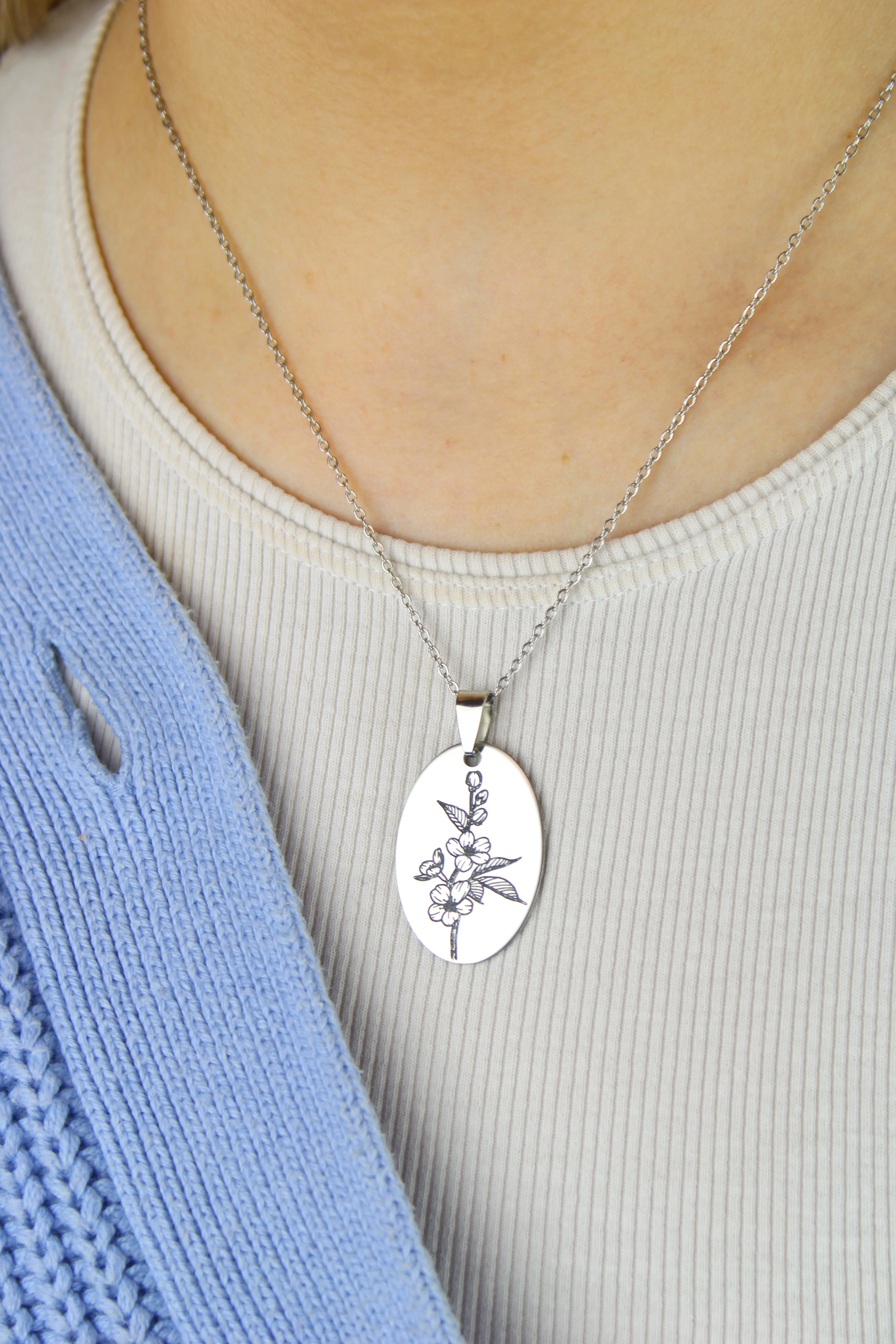 March Birth Flower Necklace - Cherry Blossom - Image 2