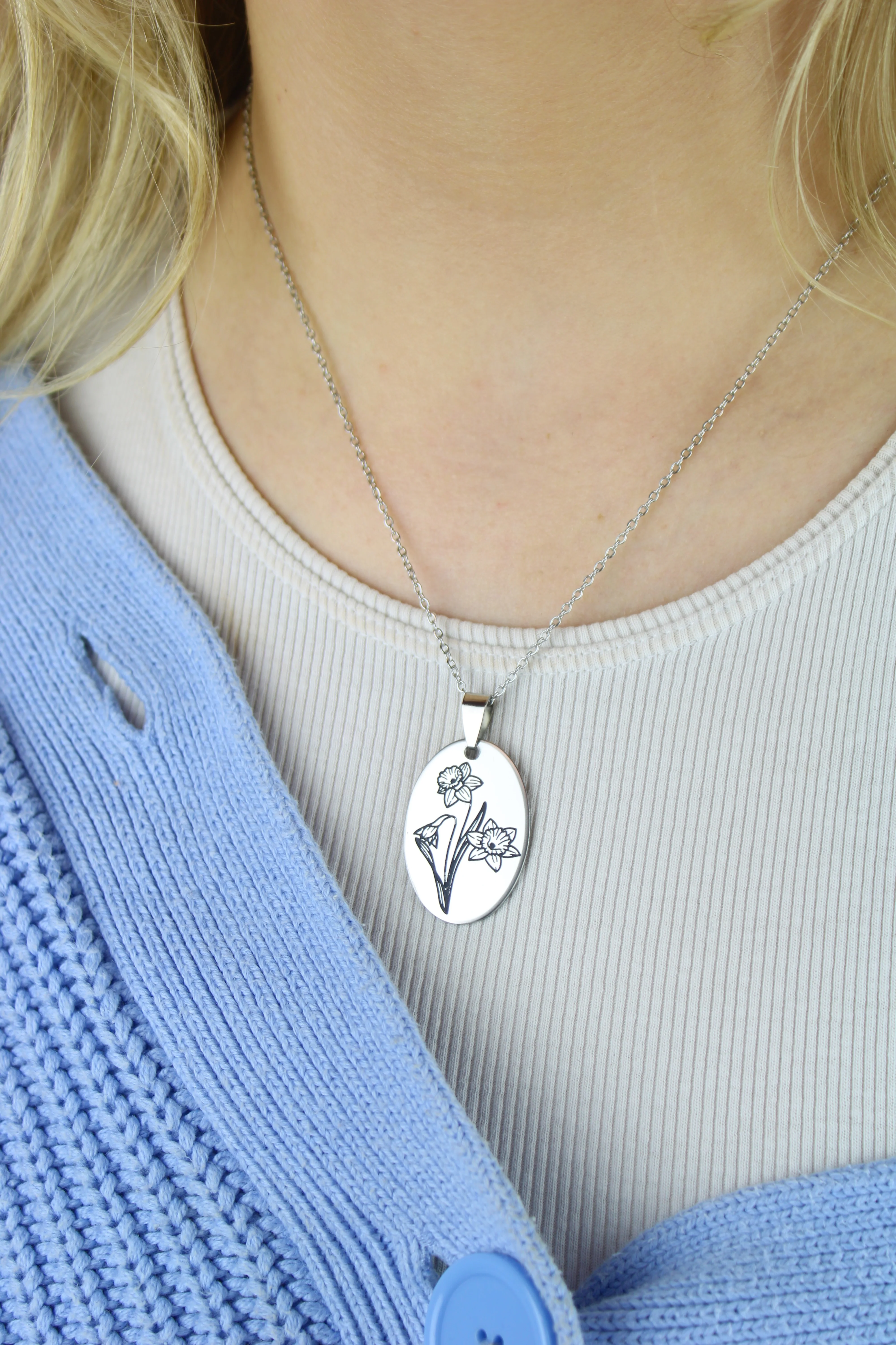 March Birth Flower Necklace - Daffodil - Image 4