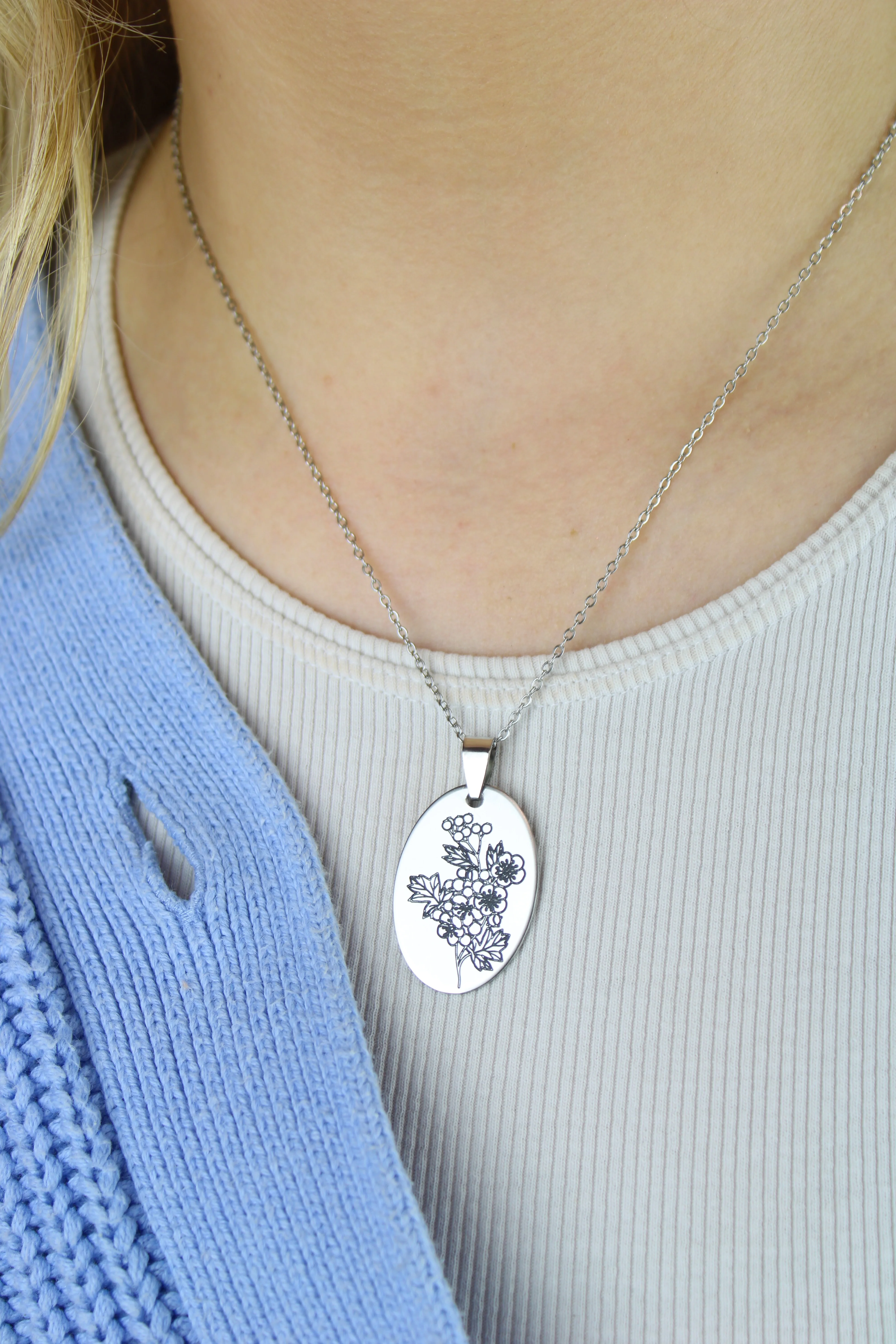 May Birth Flower Necklace - Hawthorn - Image 4