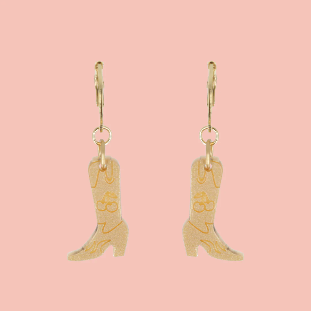 Mini Gold Cowboy Boot Huggie Hoop Earrings