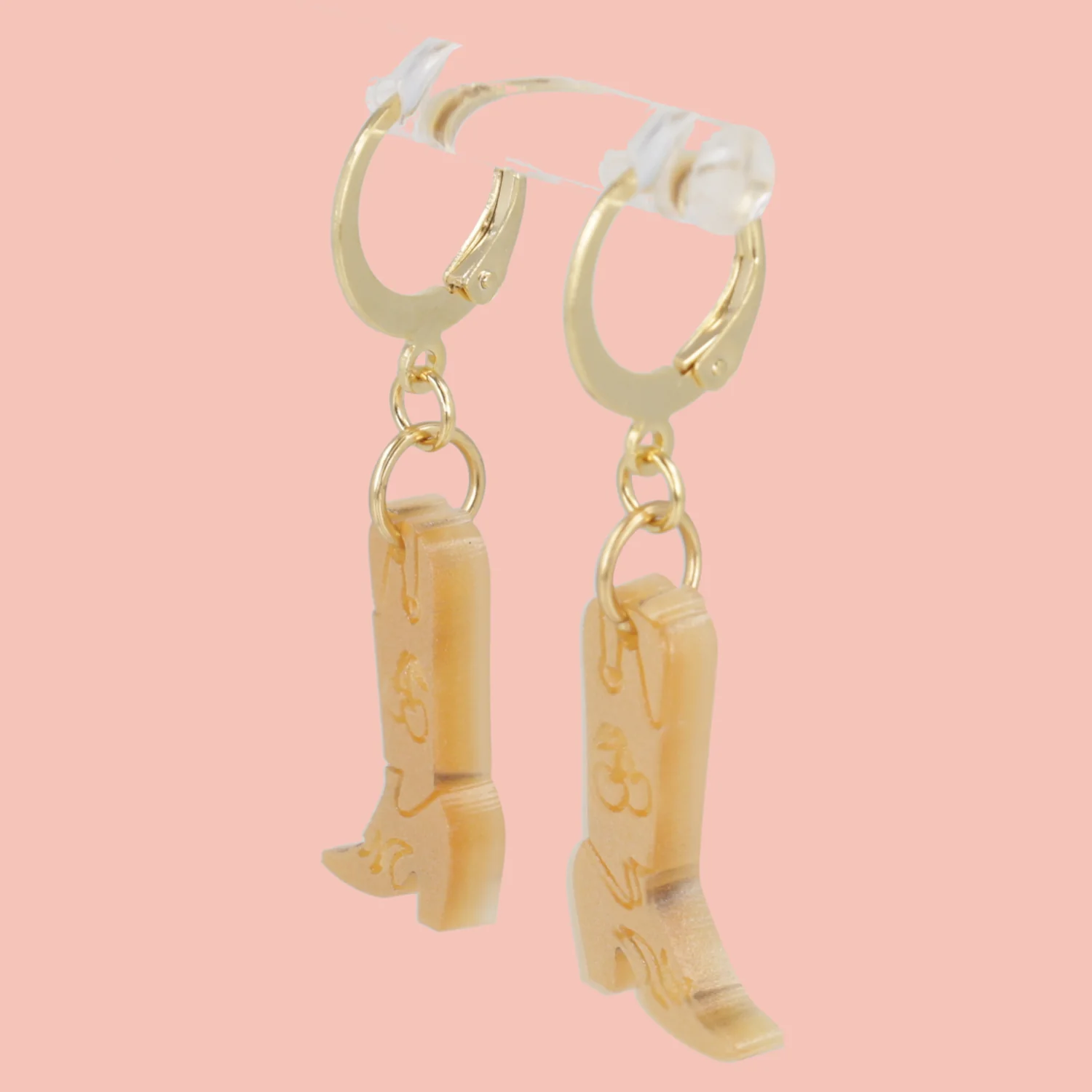 Mini Gold Cowboy Boot Huggie Hoop Earrings - Image 3