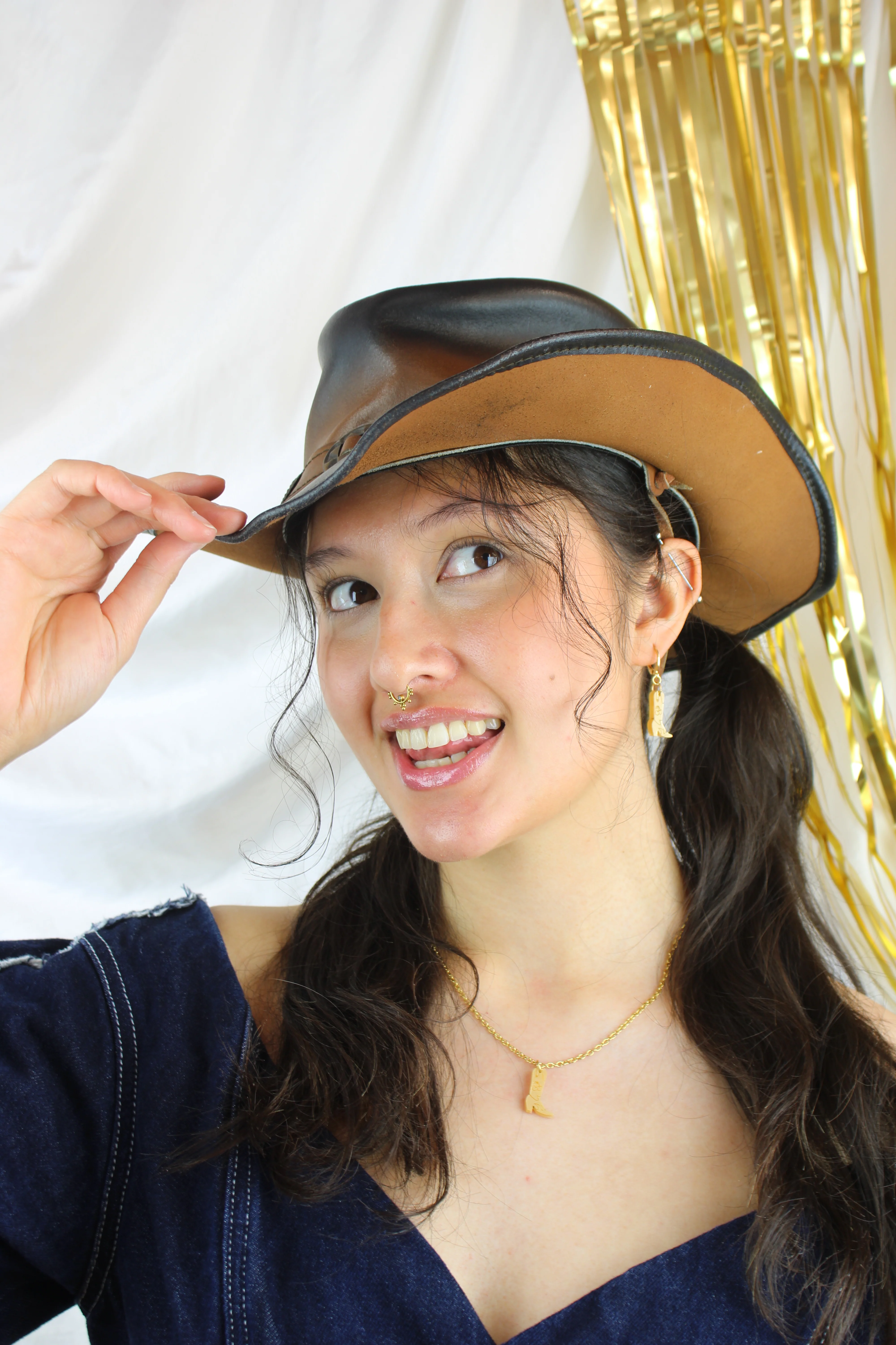 Mini Gold Cowboy Boot Huggie Hoop Earrings - Image 4
