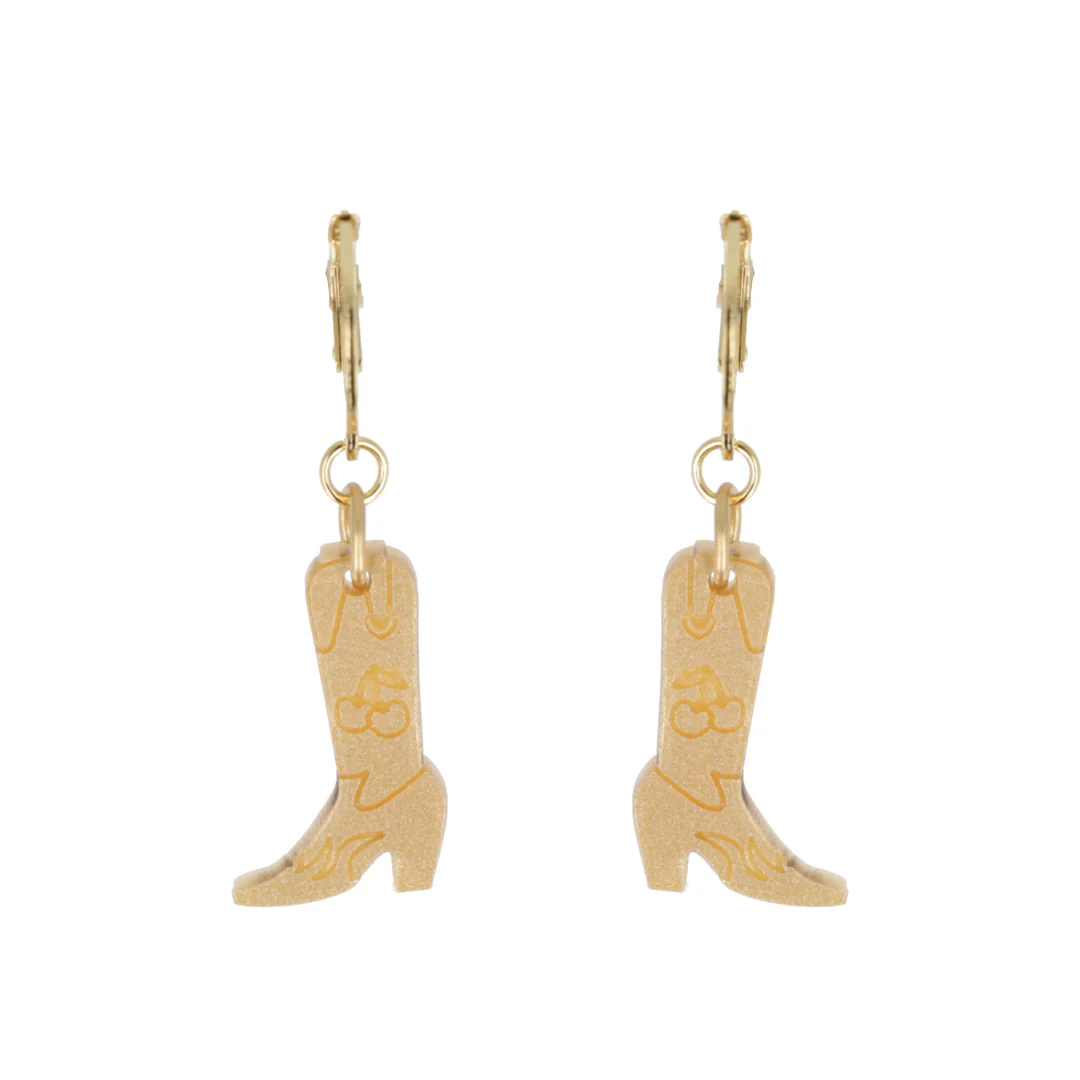 Mini Gold Cowboy Boot Huggie Hoop Earrings - Image 6