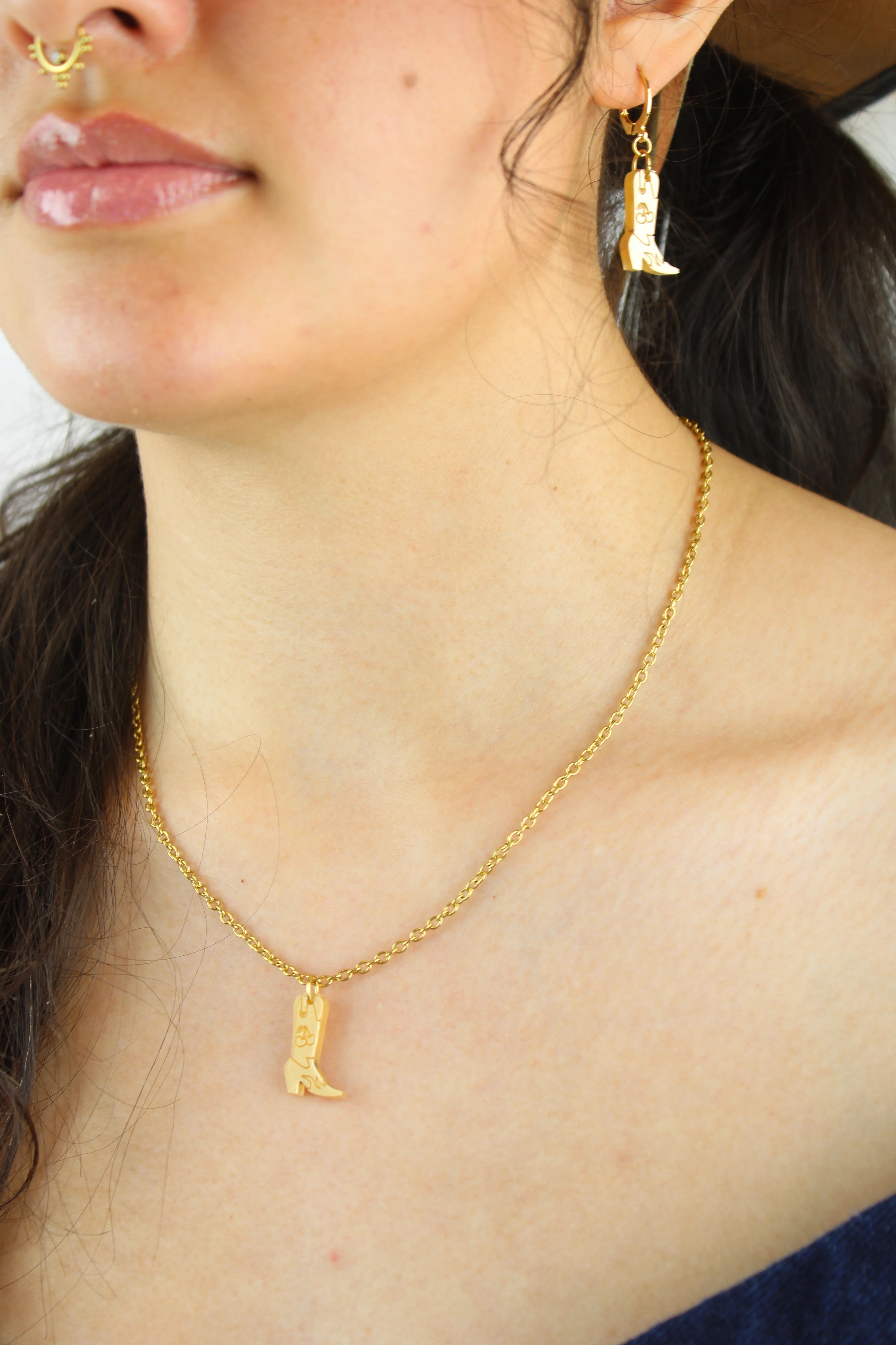 Mini Gold Cowboy Boot Necklace - Image 4