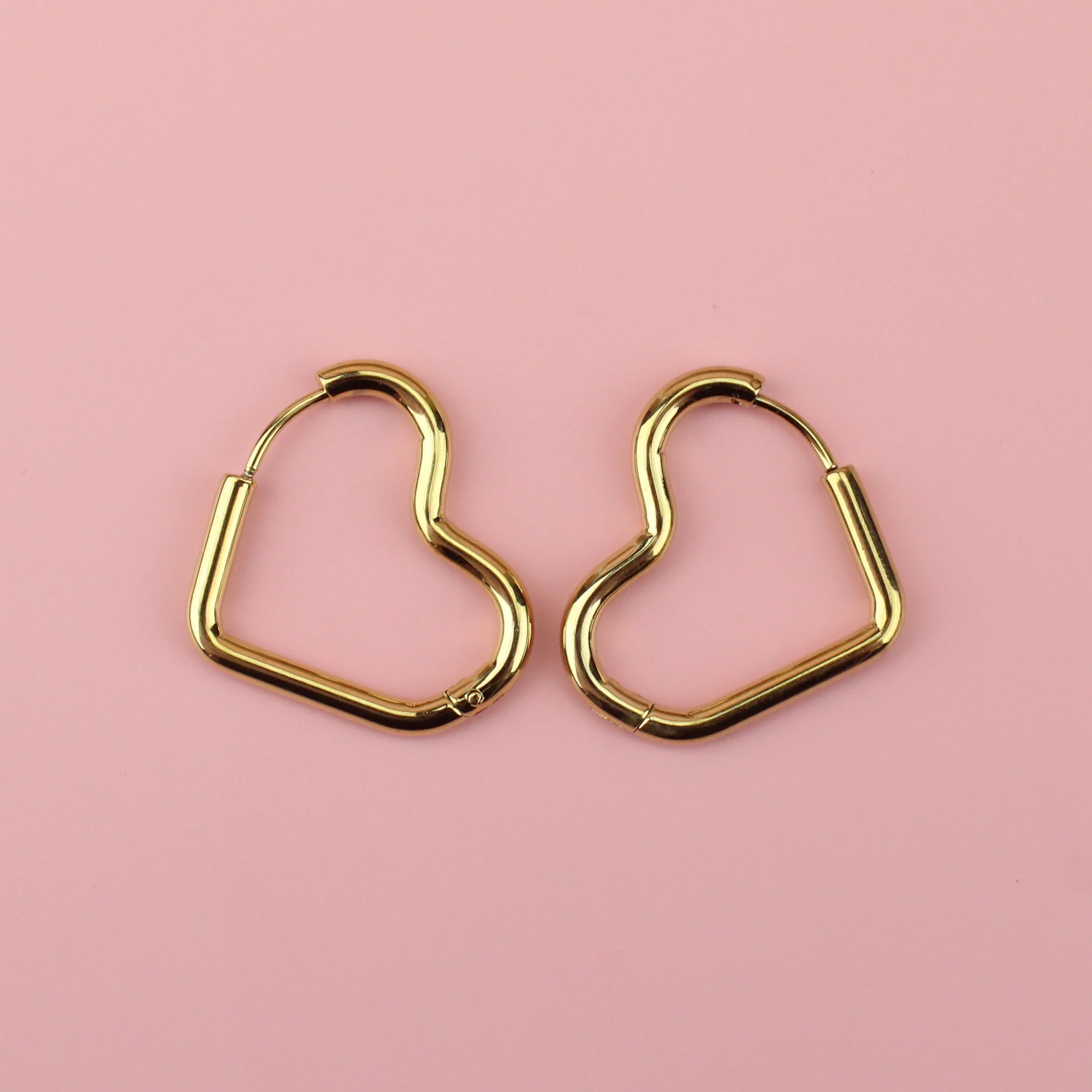 Mini Heart Hoop Earrings (Gold Plated)