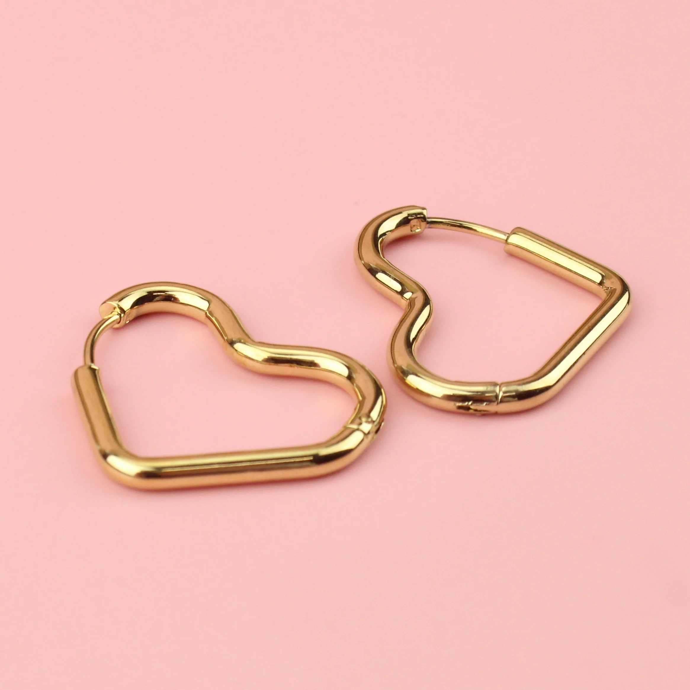 Mini Heart Hoop Earrings (Gold Plated) - Image 3