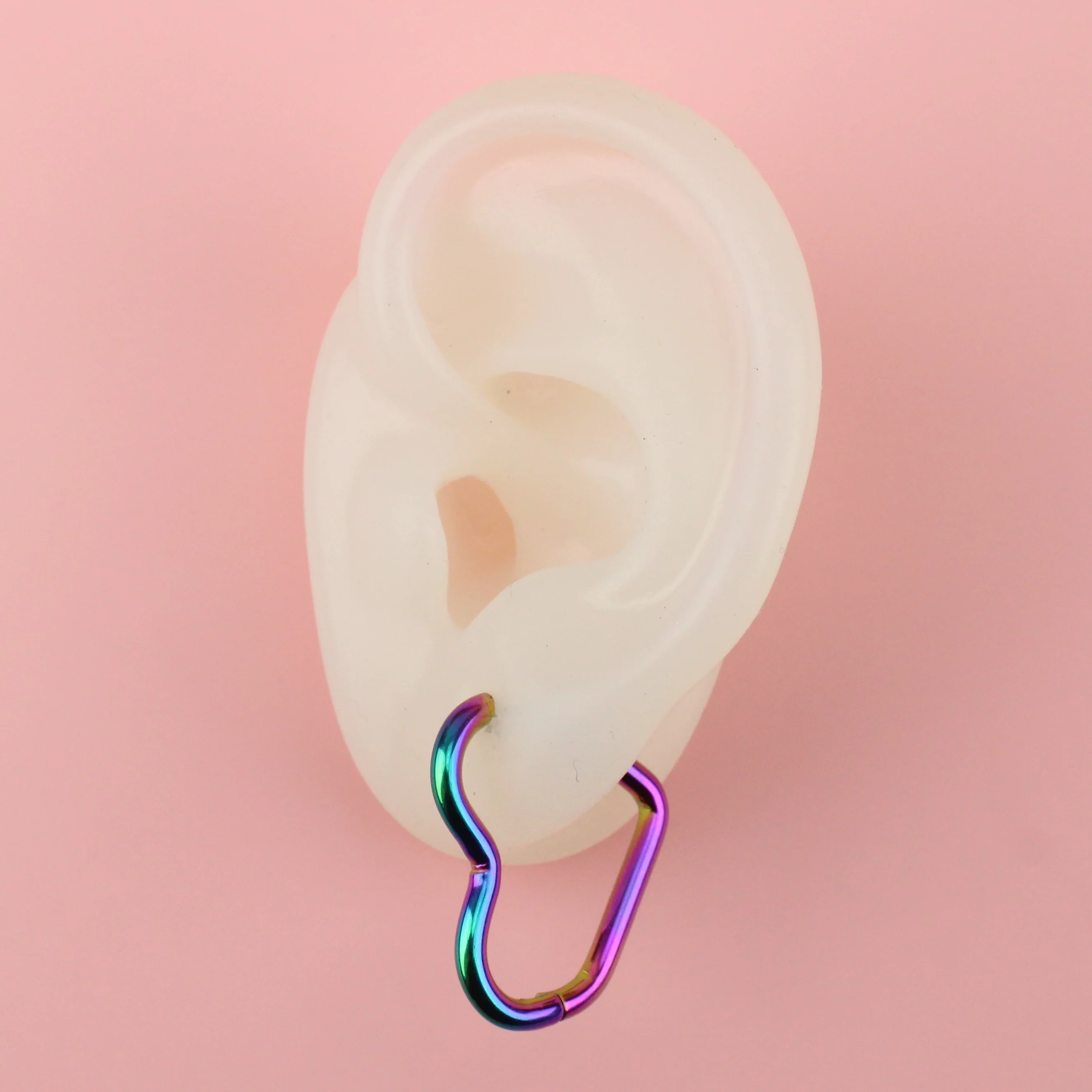 Mini Heart Hoop Earrings (Rainbow) - Image 3