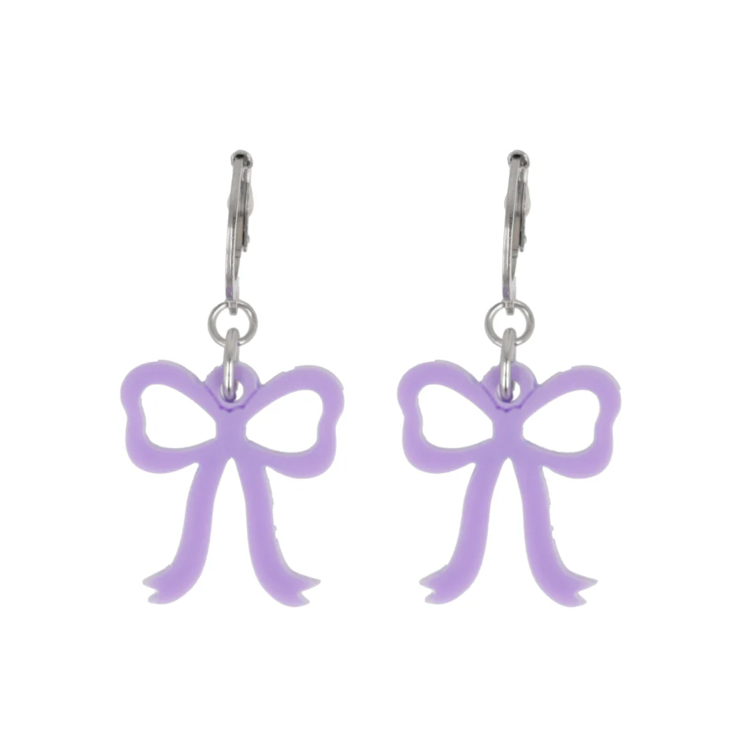 Mini Lilac Bow Huggie Hoop Earrings - Image 3