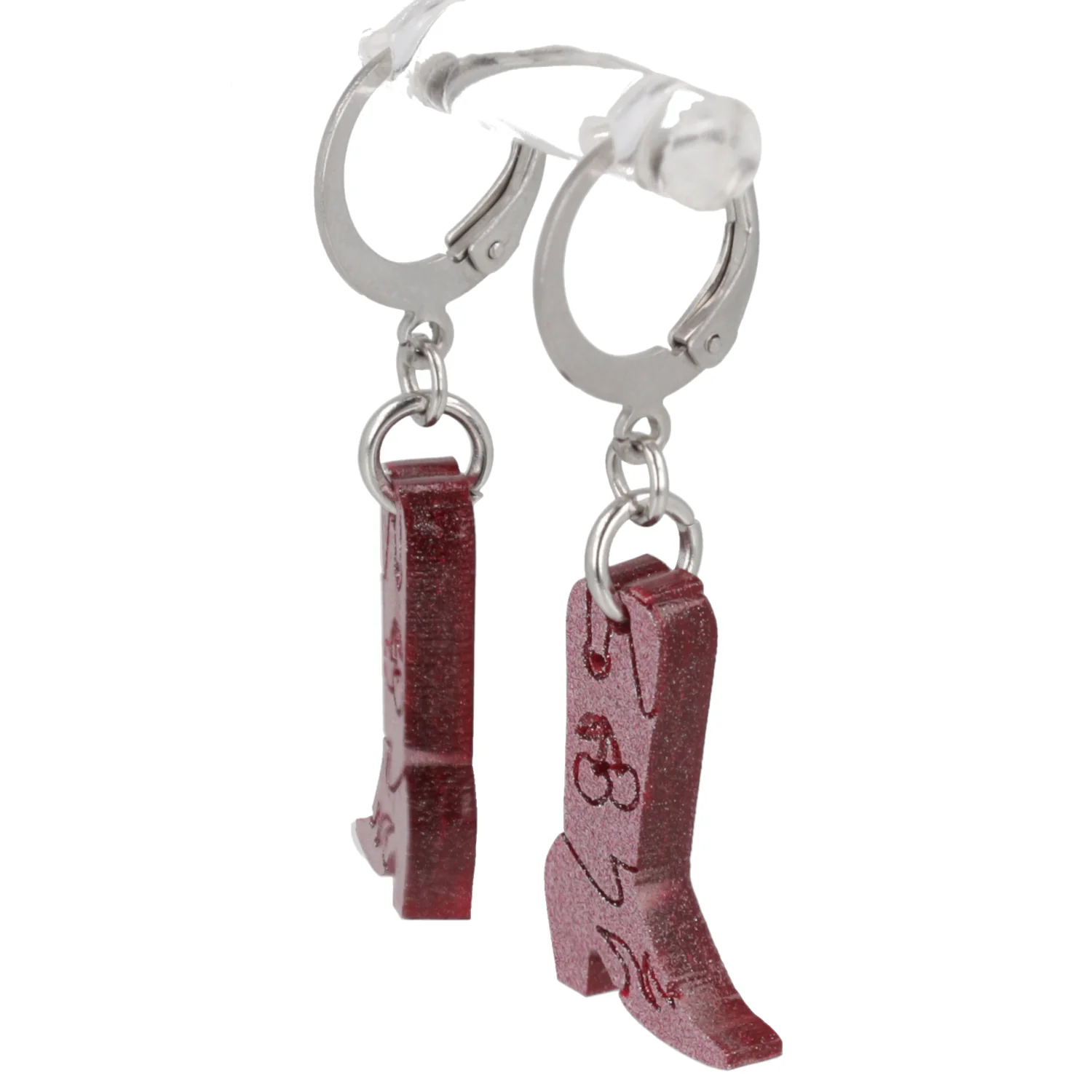 Mini Pink Cowboy Boot Huggie Hoop Earrings - Image 6
