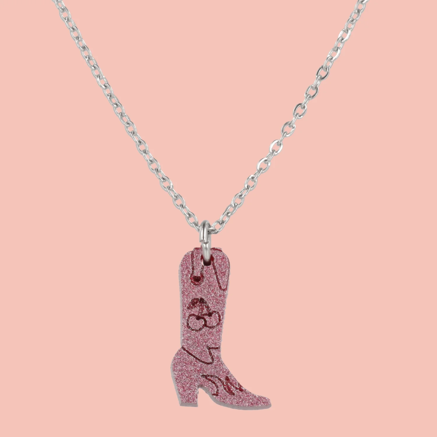 Mini Pink Cowboy Boot Necklace