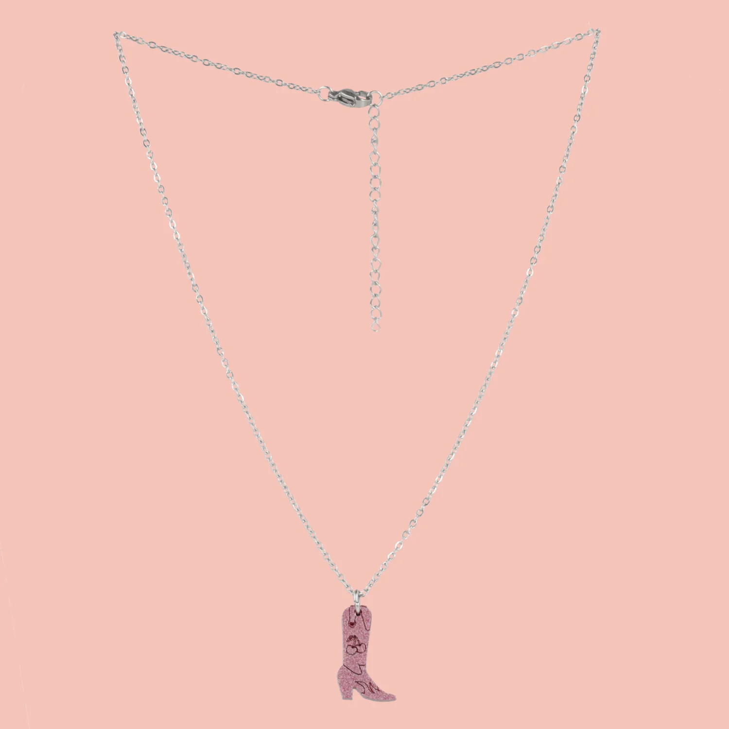 Mini Pink Cowboy Boot Necklace - Image 3