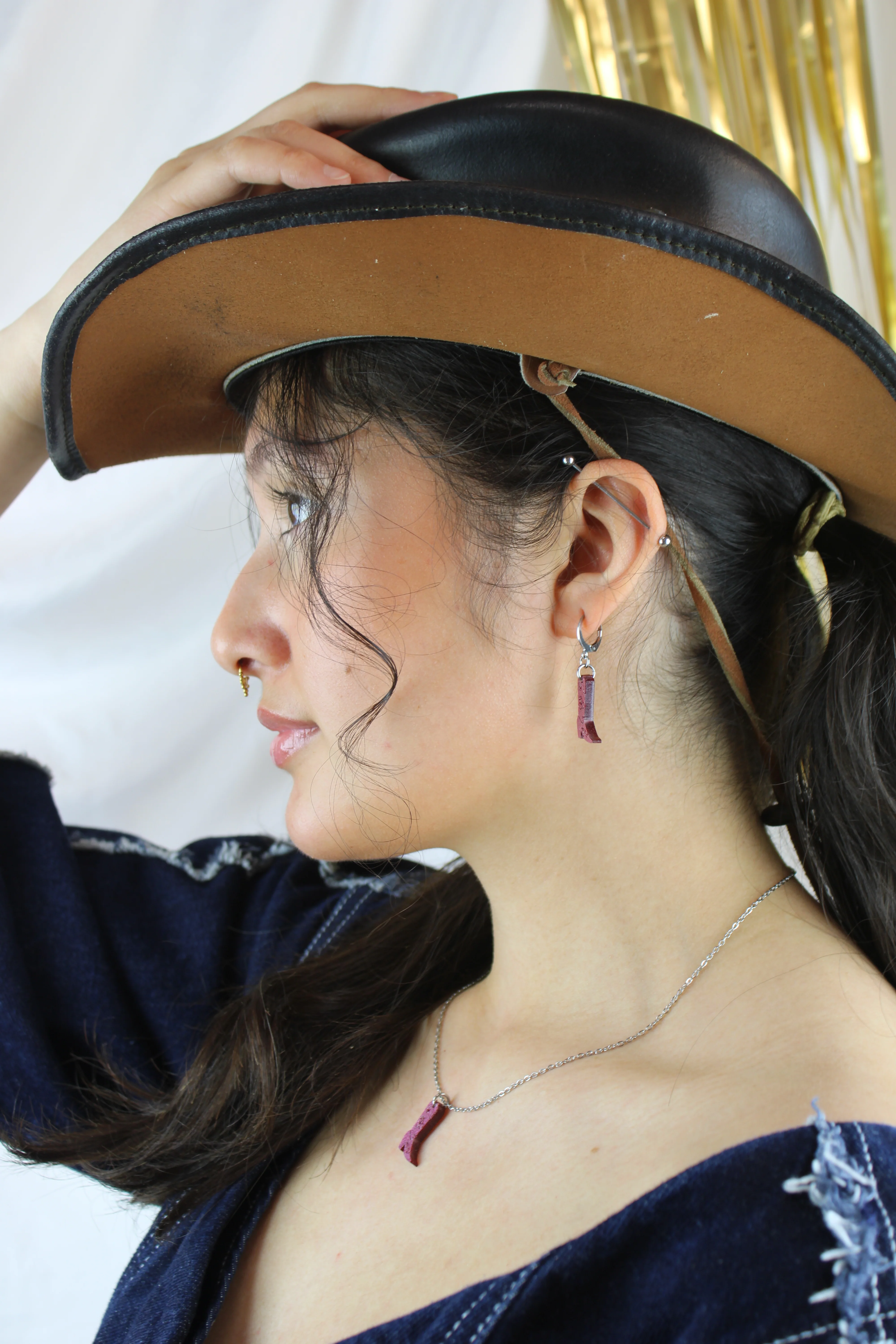 Mini Pink Cowboy Boot Necklace - Image 4