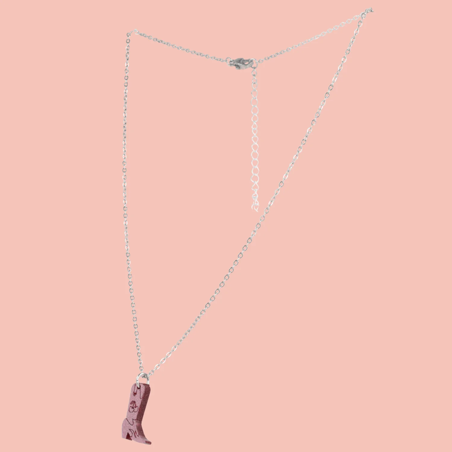 Mini Pink Cowboy Boot Necklace - Image 5