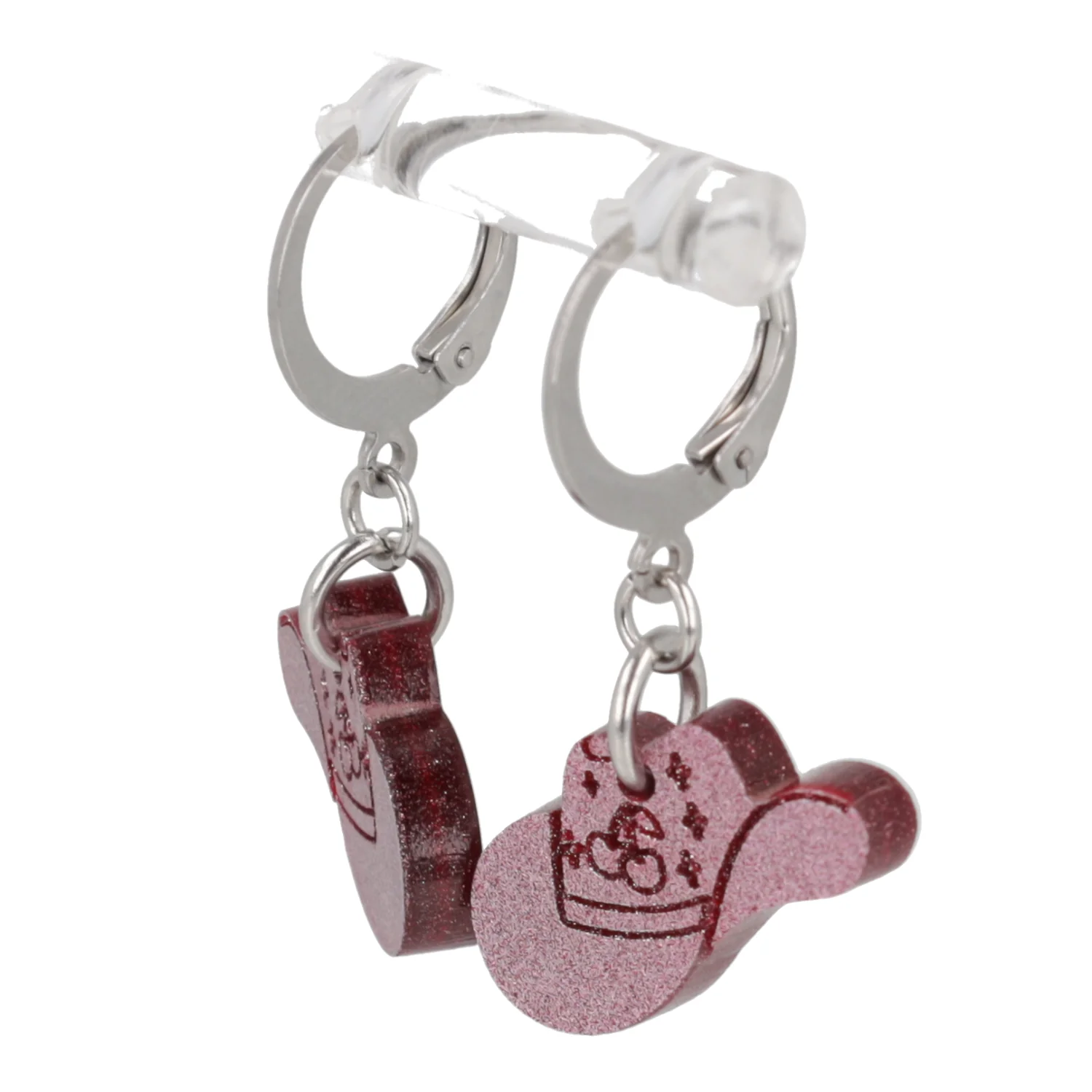 Mini Pink Cowboy Hat Huggie Hoop Earrings - Image 6