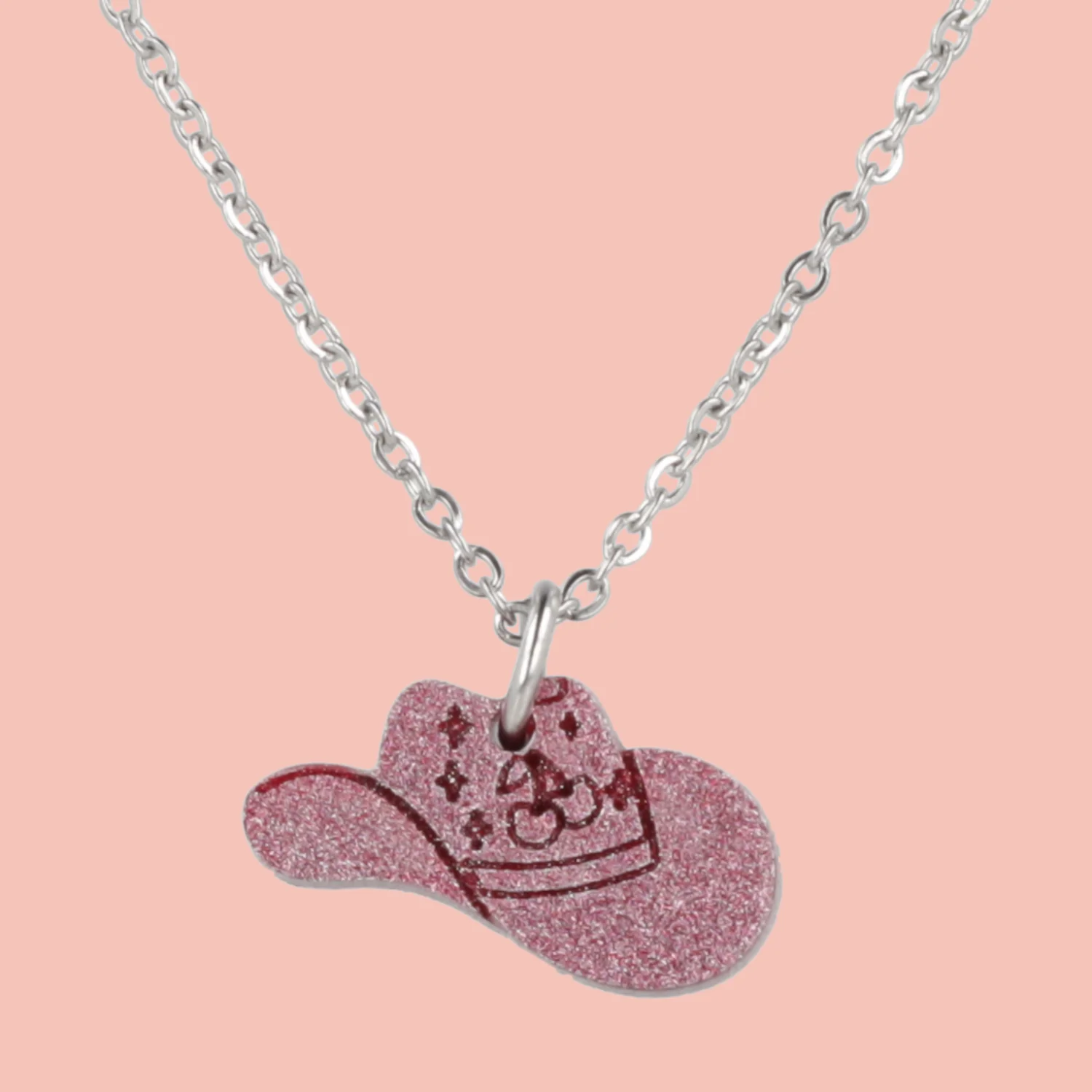 Mini Pink Cowboy Hat Necklace