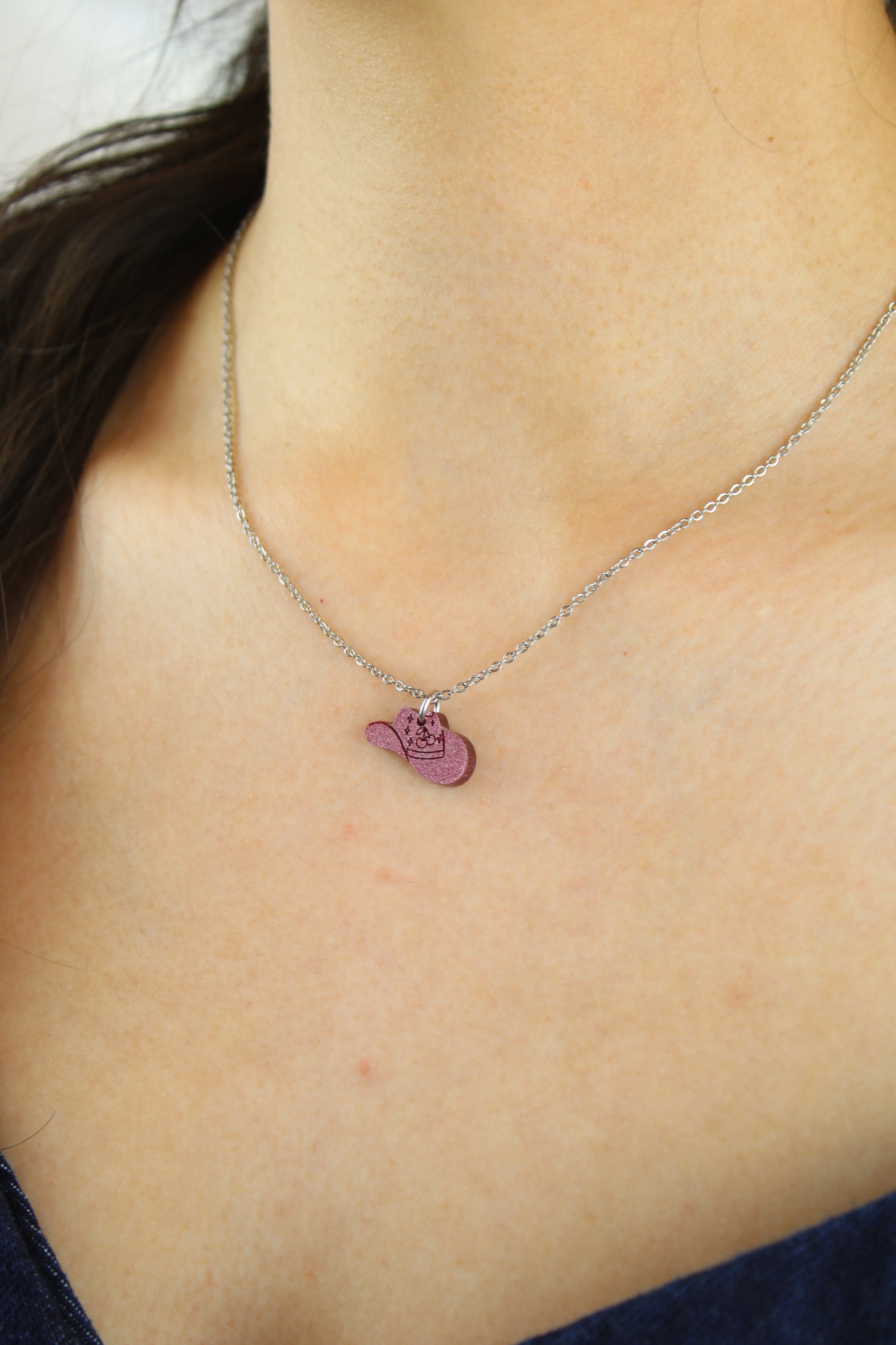 Mini Pink Cowboy Hat Necklace - Image 2