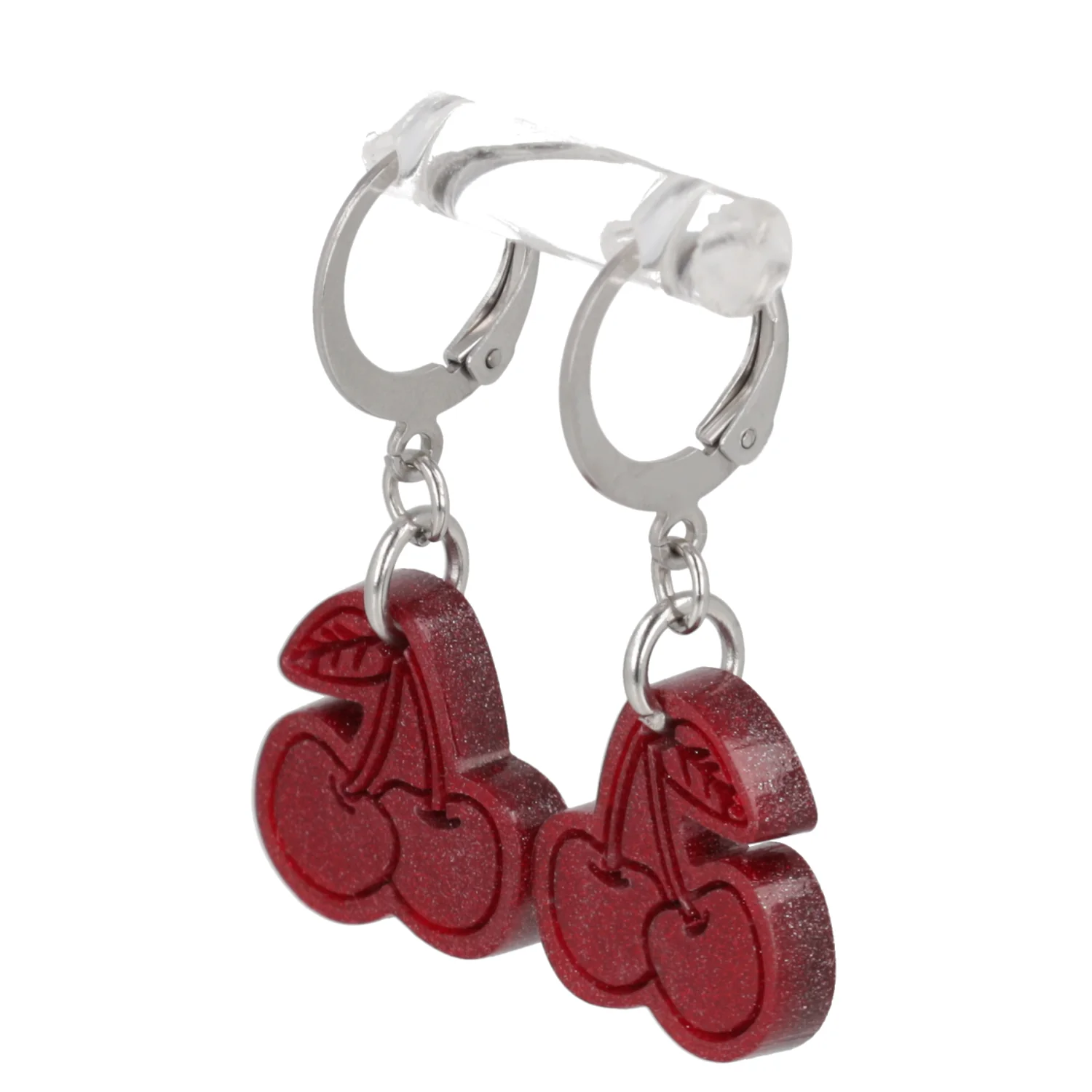 Mini Red Cherry Huggie Hoop Earrings - Image 7