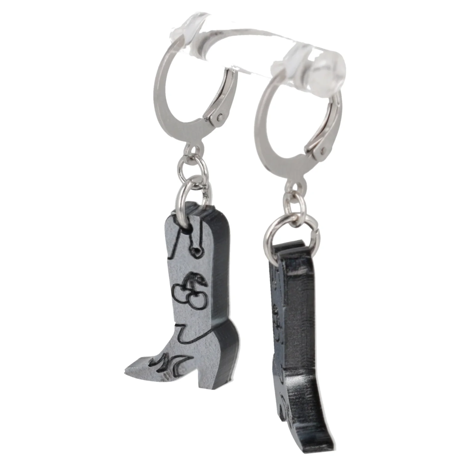 Mini Silver Cowboy Boot Huggie Hoop Earrings - Image 7