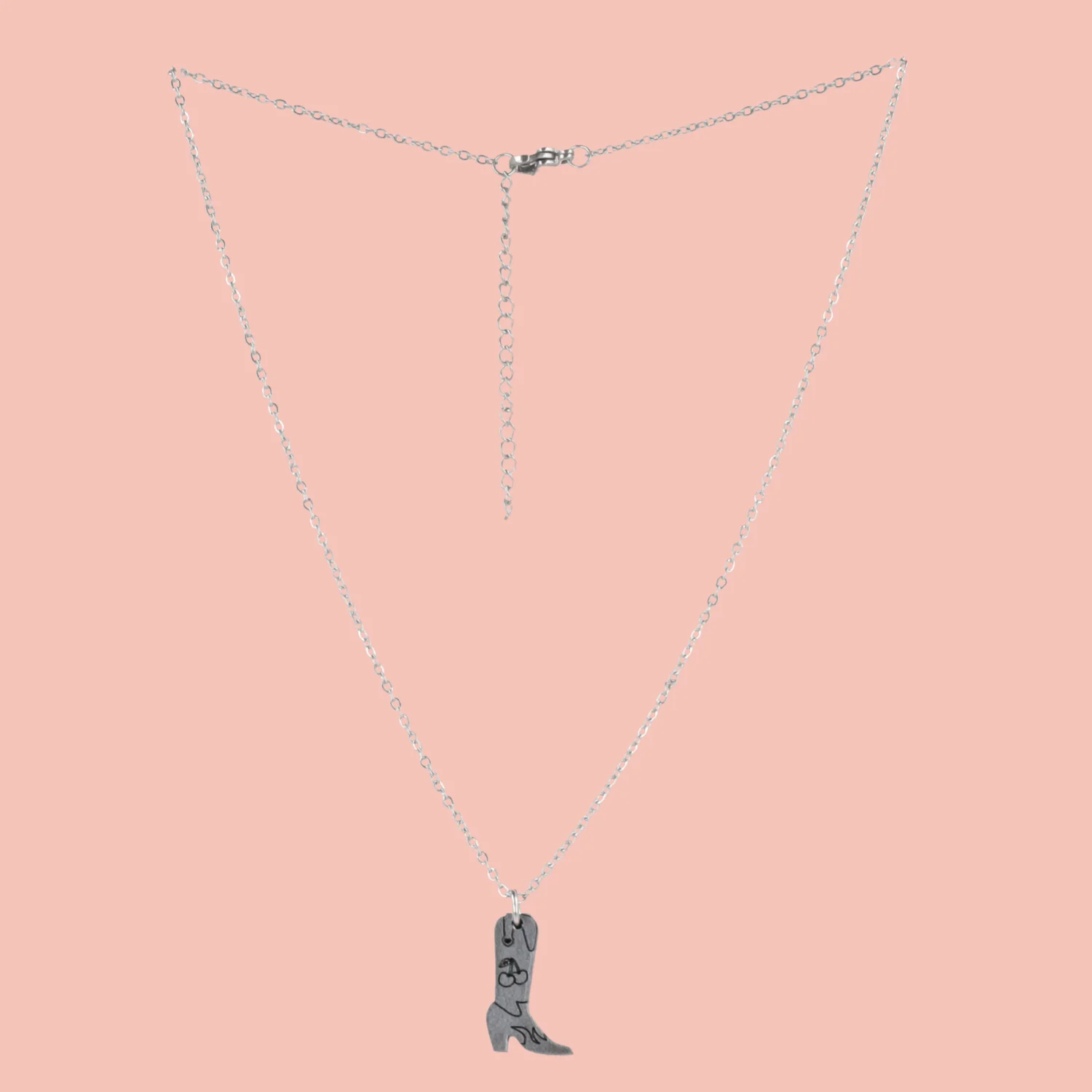 Mini Silver Cowboy Boot Necklace - Image 3