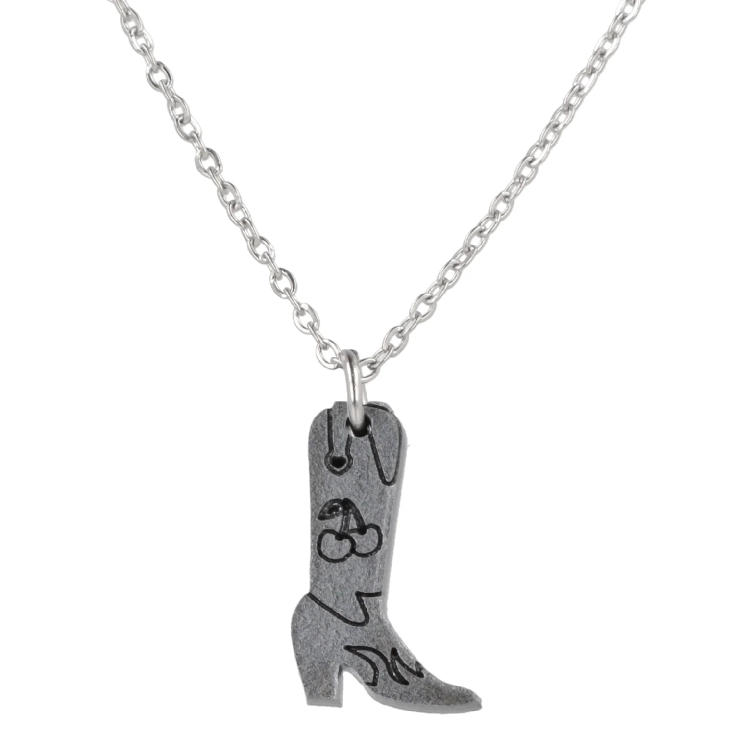Mini Silver Cowboy Boot Necklace - Image 7