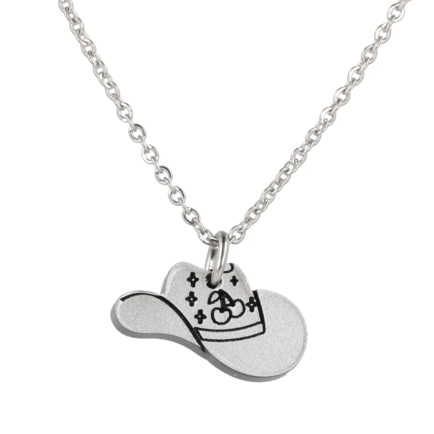Mini Silver Cowboy Hat Necklace - Image 7