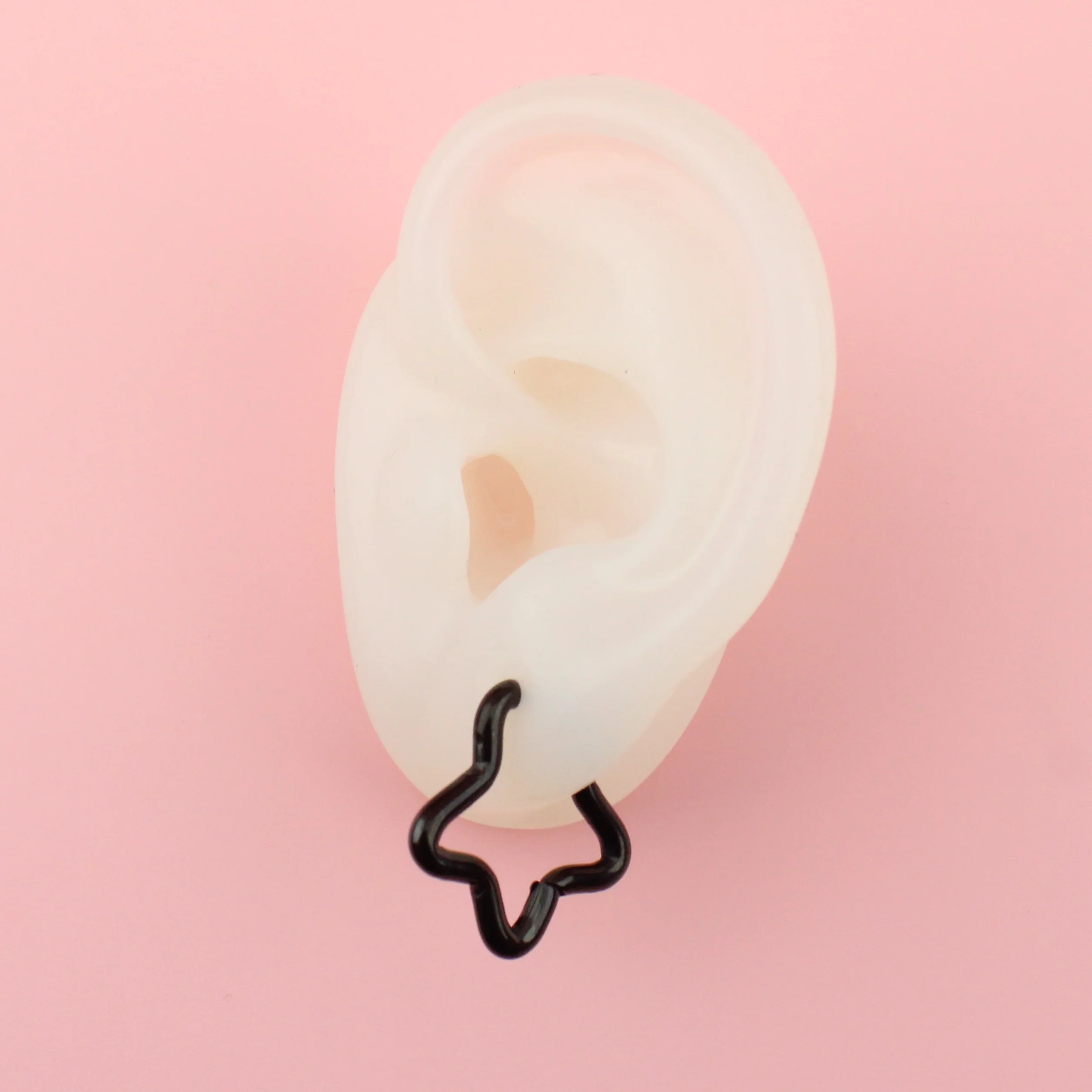 Mini Star Hoop Earrings (Black) - Image 5