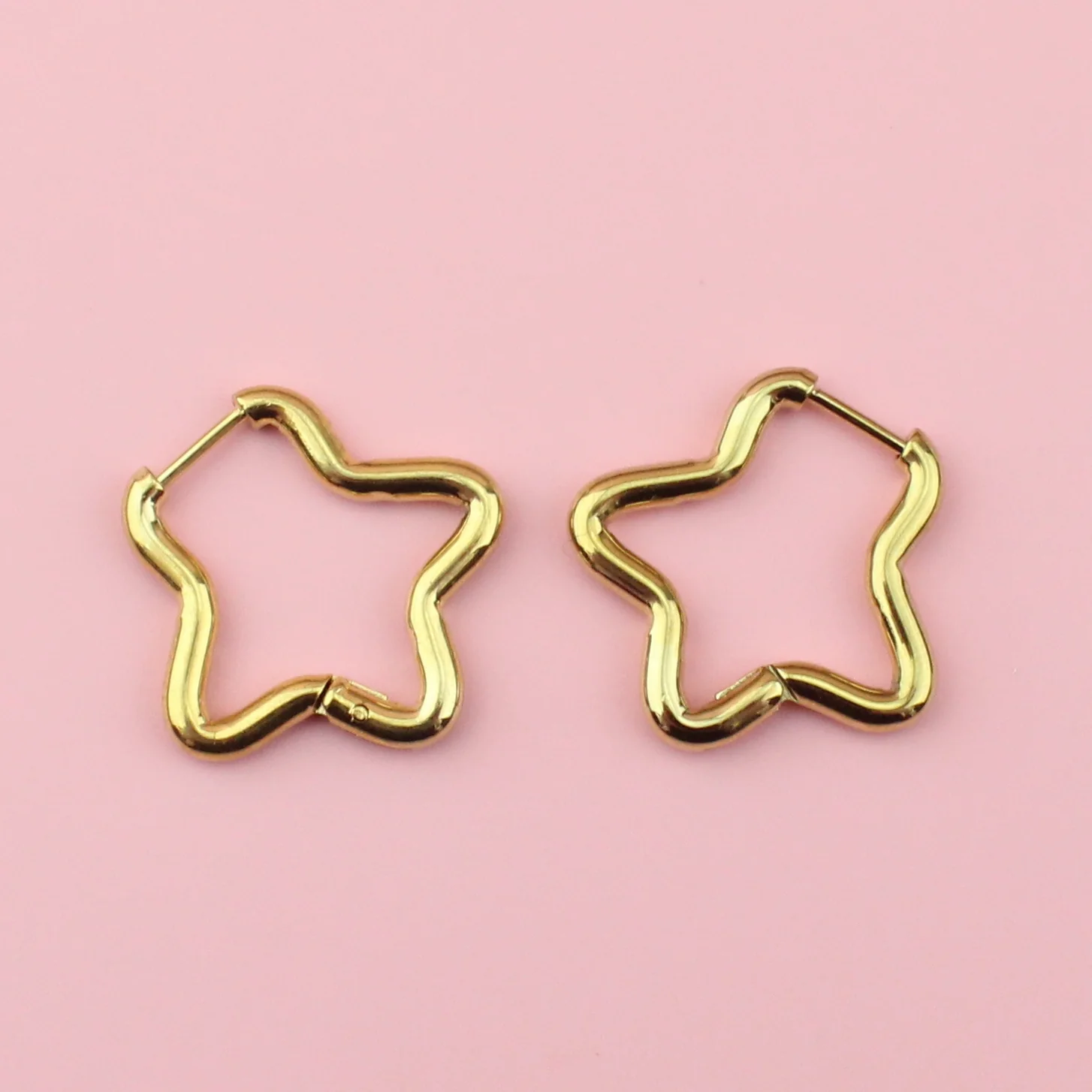 Mini Star Hoop Earrings (Gold Plated)