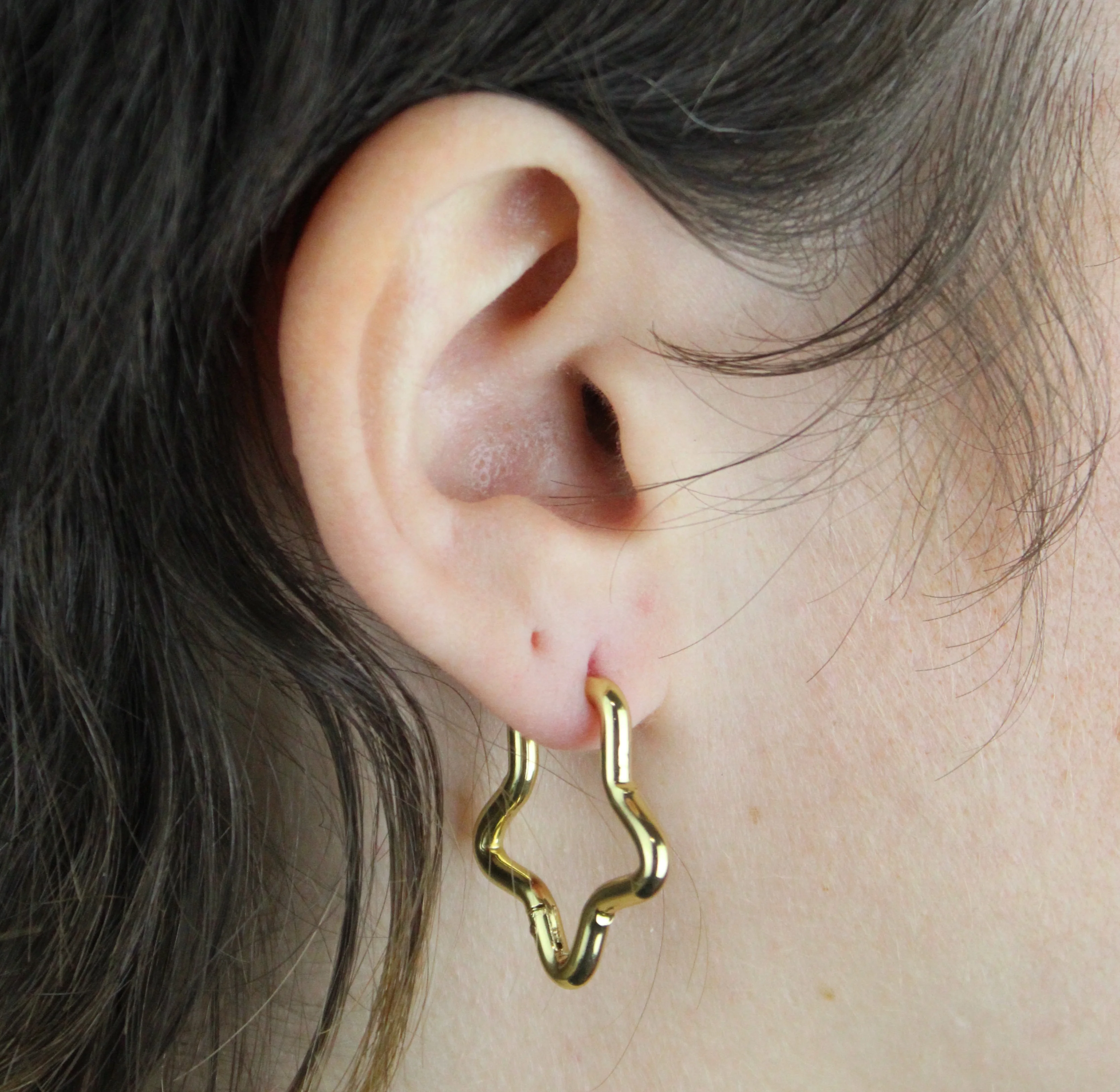 Mini Star Hoop Earrings (Gold Plated) - Image 2