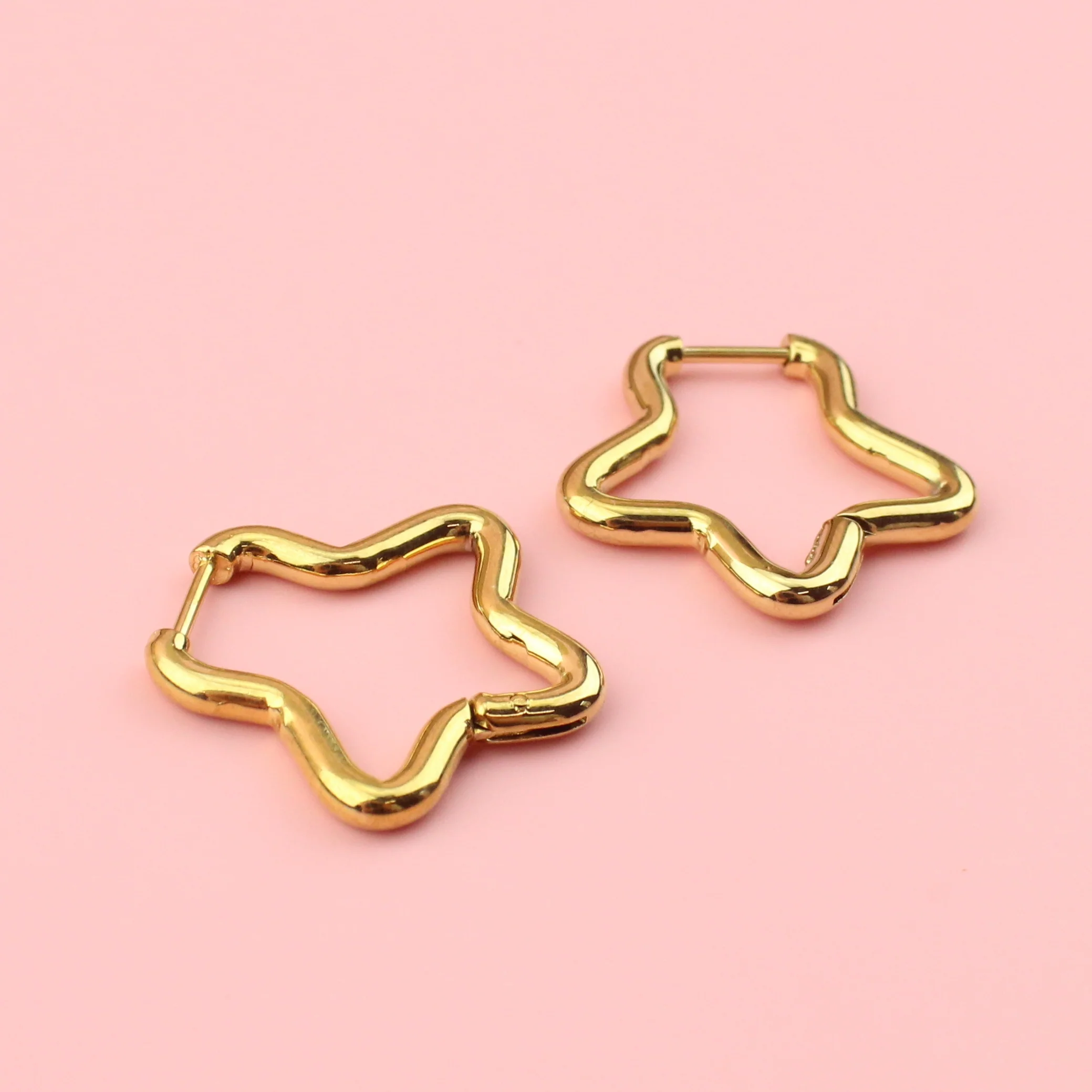Mini Star Hoop Earrings (Gold Plated) - Image 3