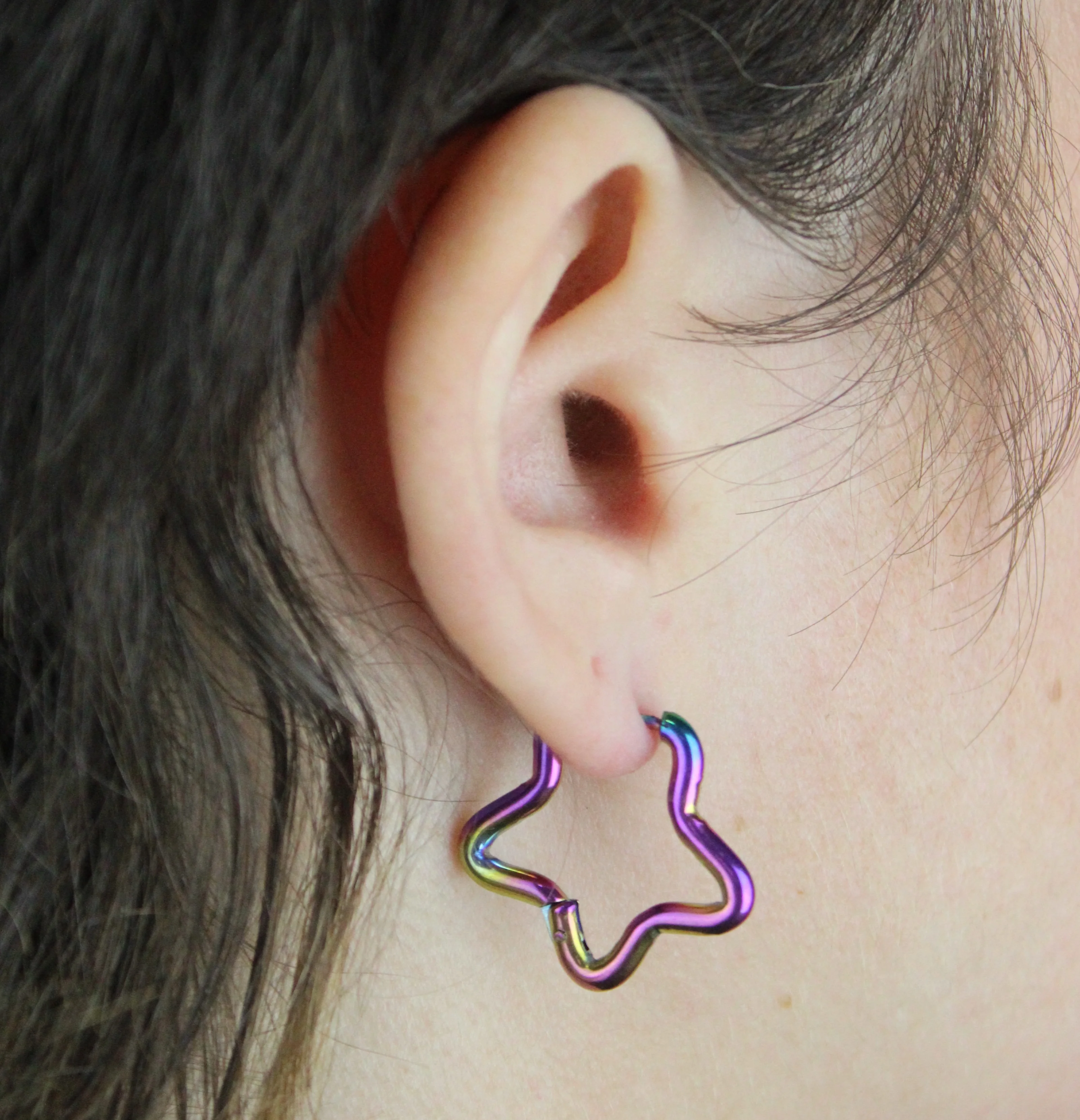 Mini Star Hoop Earrings (Rainbow) - Image 2