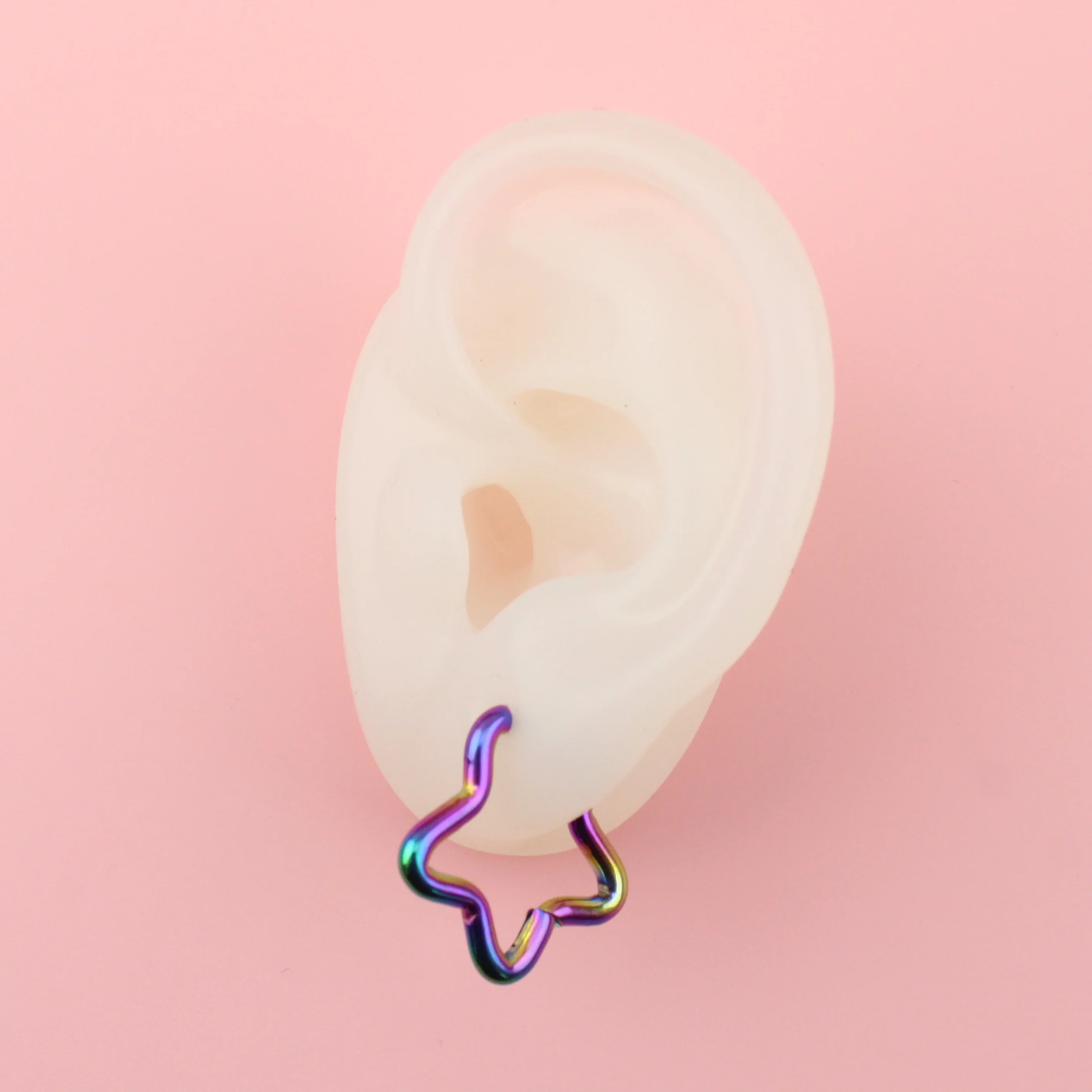 Mini Star Hoop Earrings (Rainbow) - Image 5
