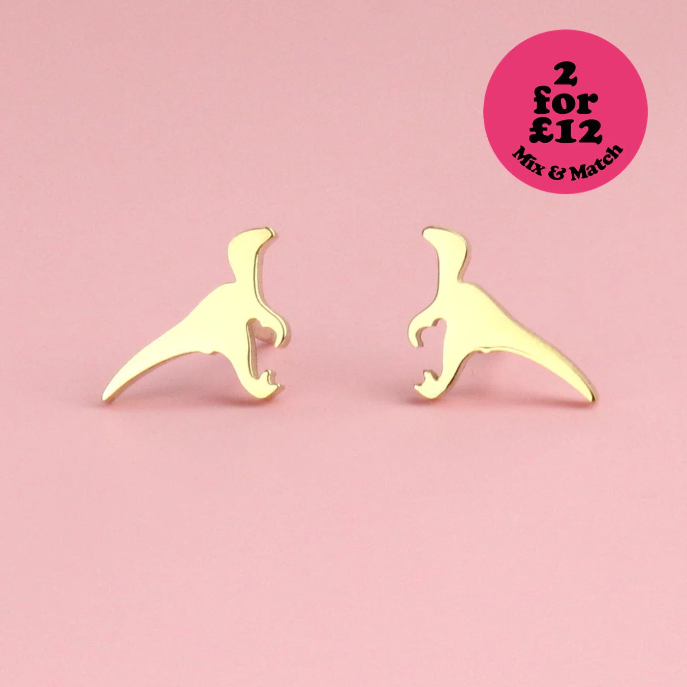 Mini Velociraptor Stud Earrings (Gold Plated)