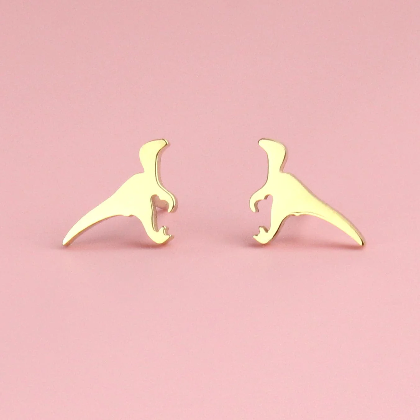 Mini Velociraptor Stud Earrings (Gold Plated) - Image 2