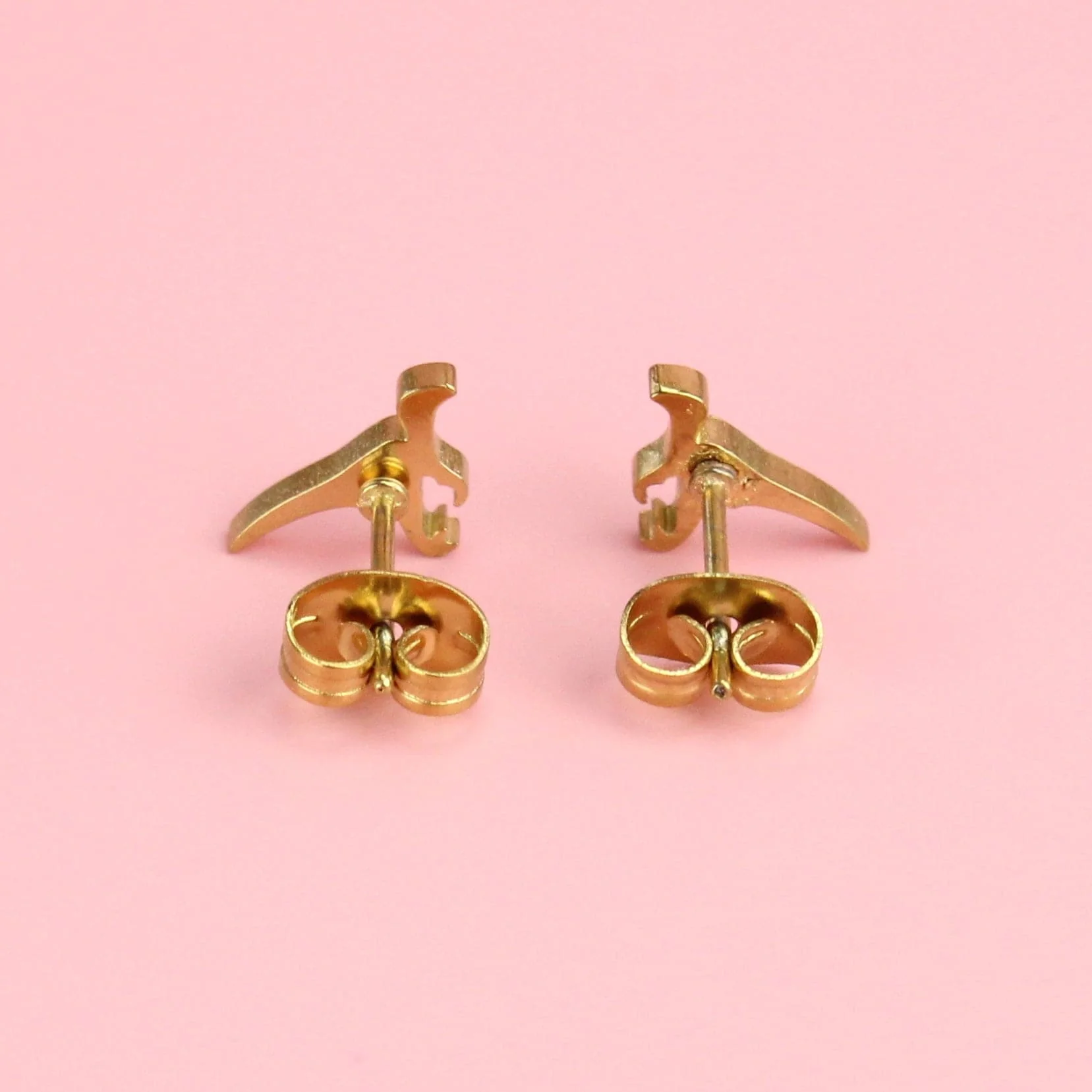 Mini Velociraptor Stud Earrings (Gold Plated) - Image 4