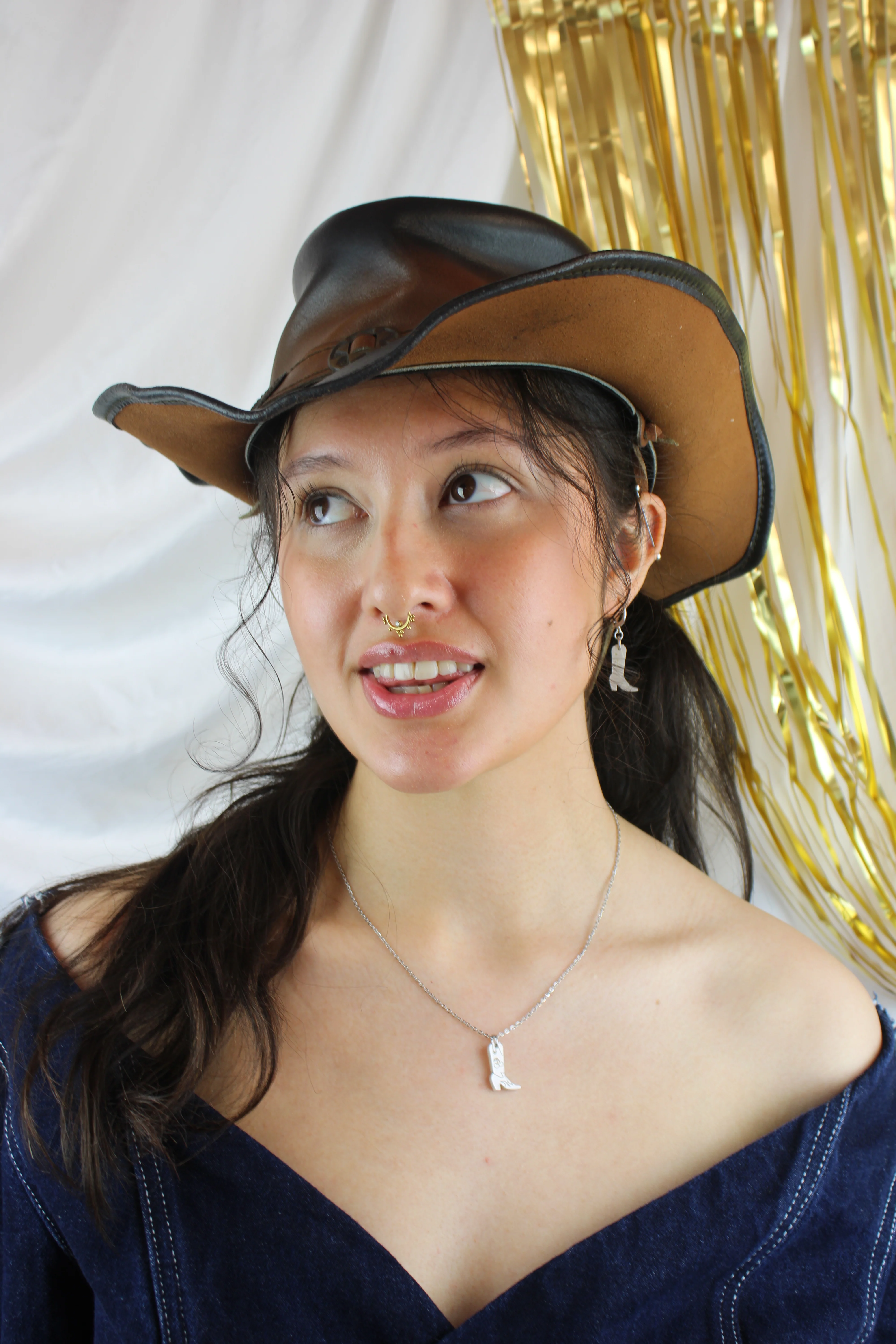 Mini White Cowboy Boot Huggie Hoop Earrings - Image 6