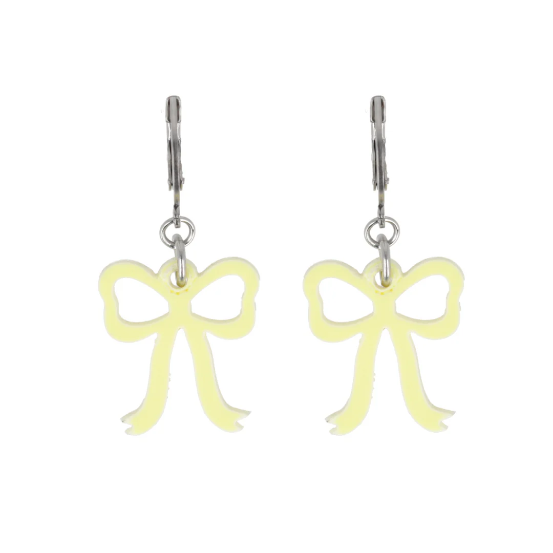 Mini Yellow Bow Huggie Hoop Earrings - Image 4