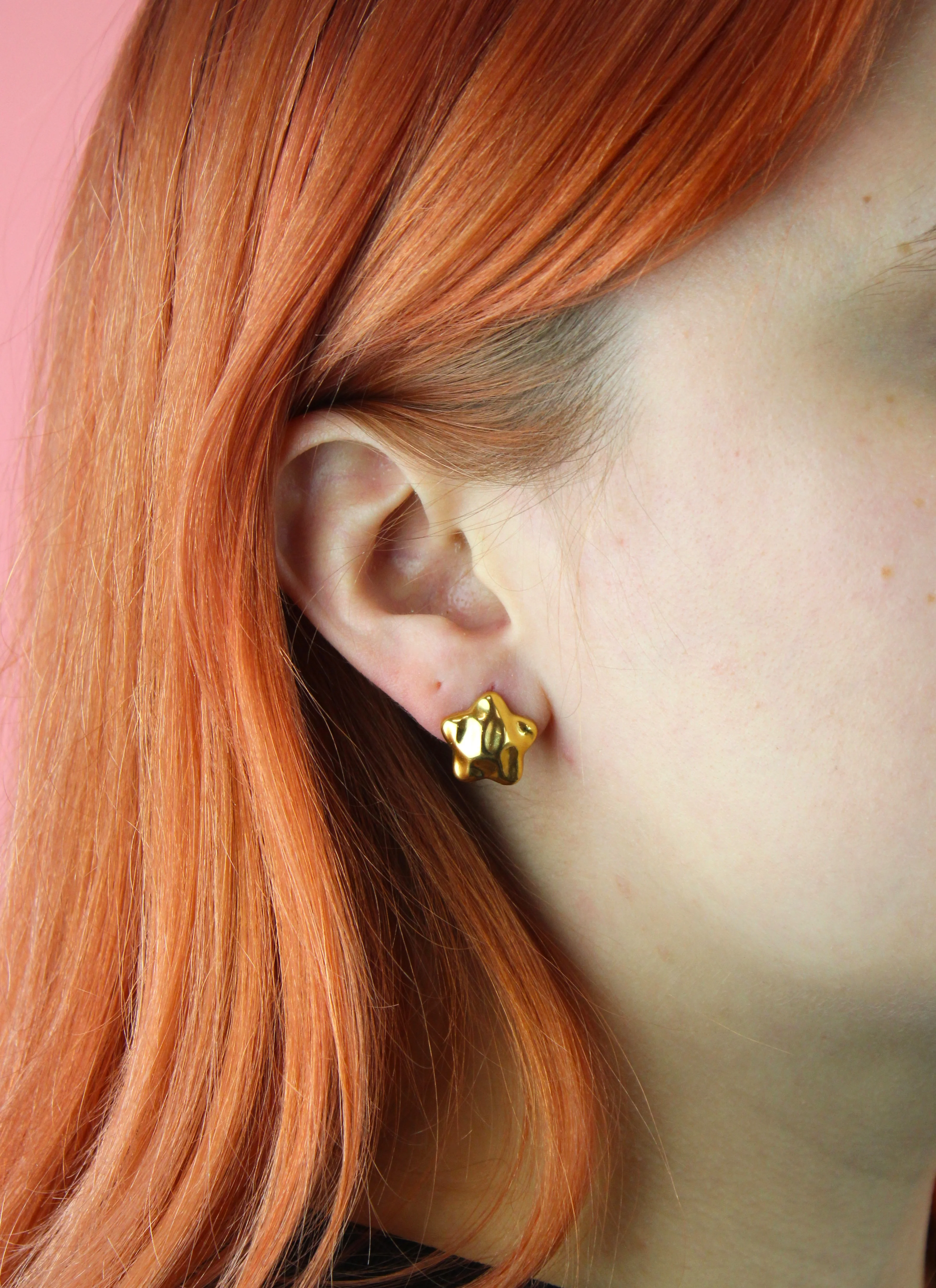 Molten Star Stud Earrings (Gold Plated) - Image 2