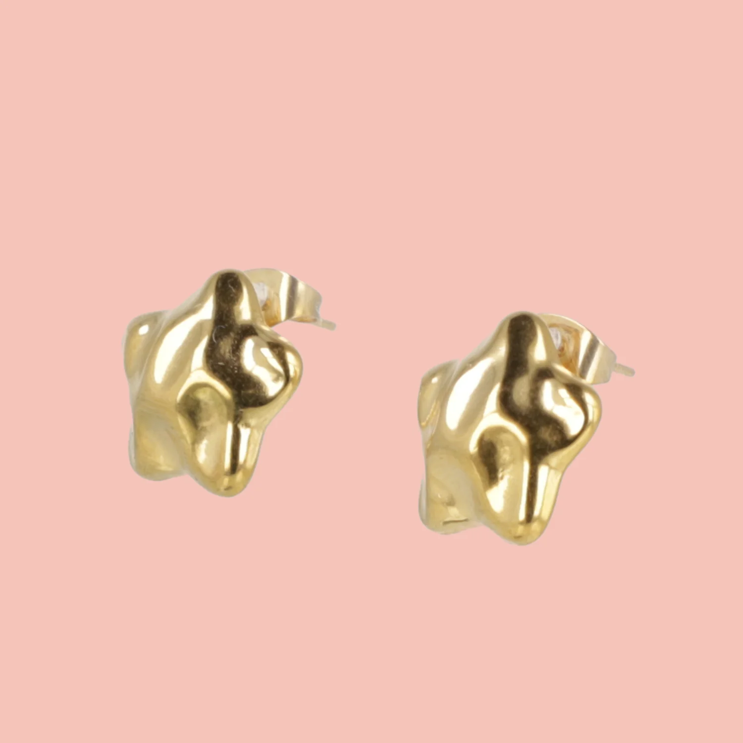 Molten Star Stud Earrings (Gold Plated) - Image 3
