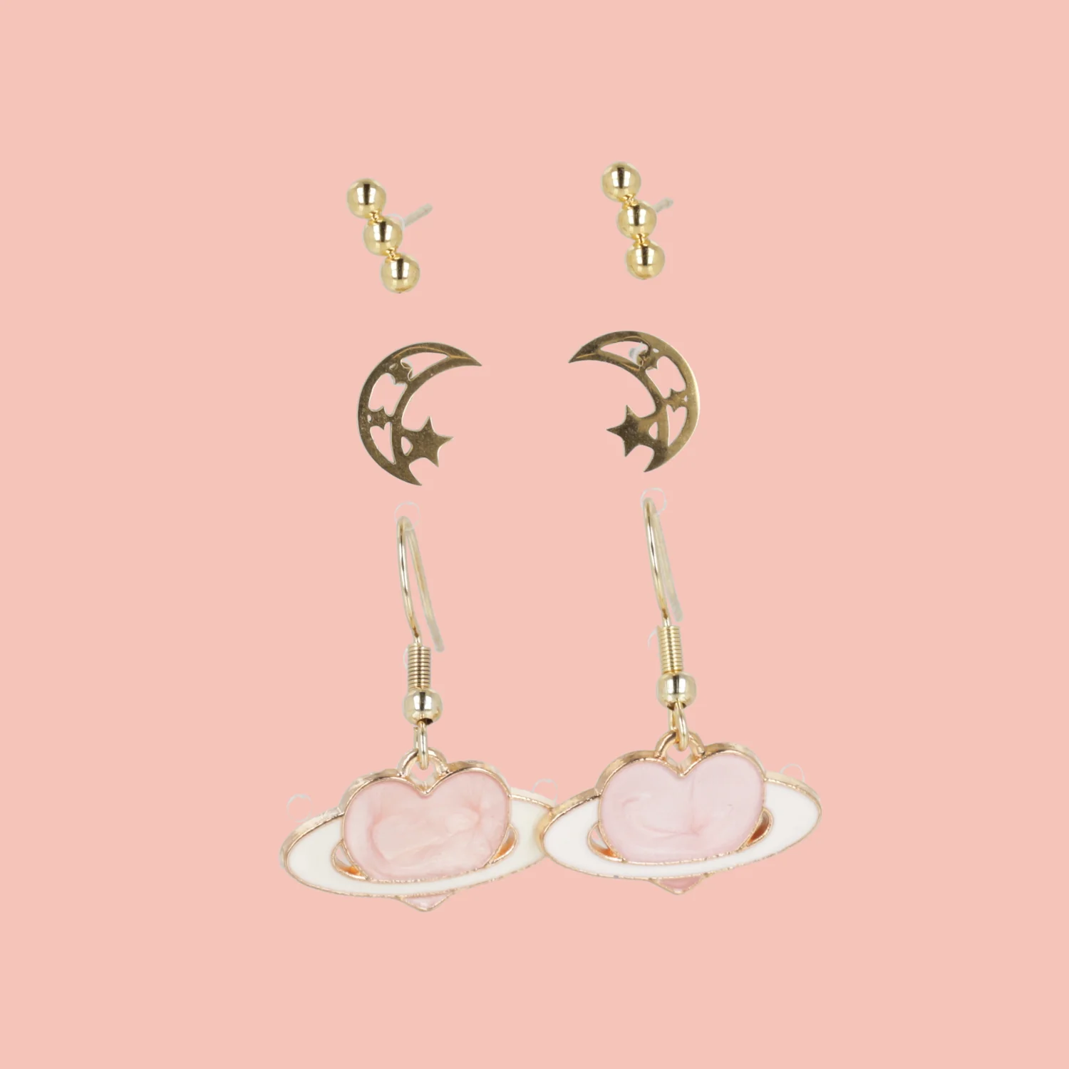 Moon and Stars Earrings Set