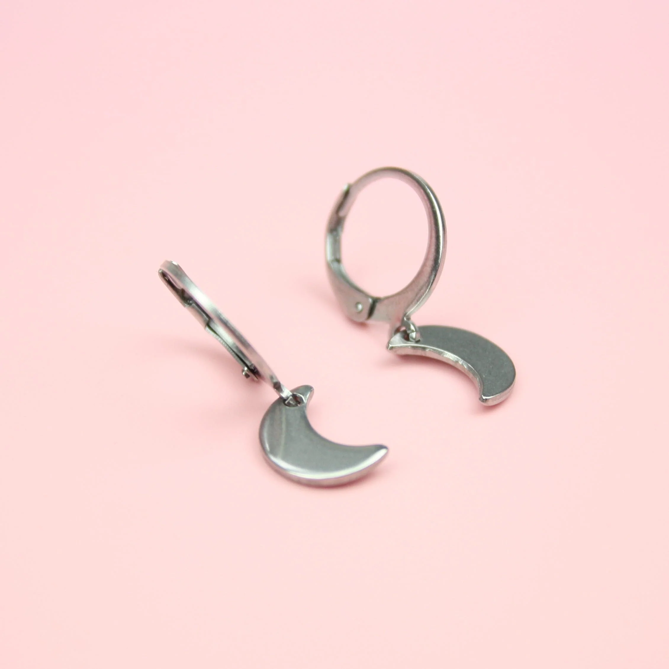 Moon Drop Hoop Earrings - Image 3