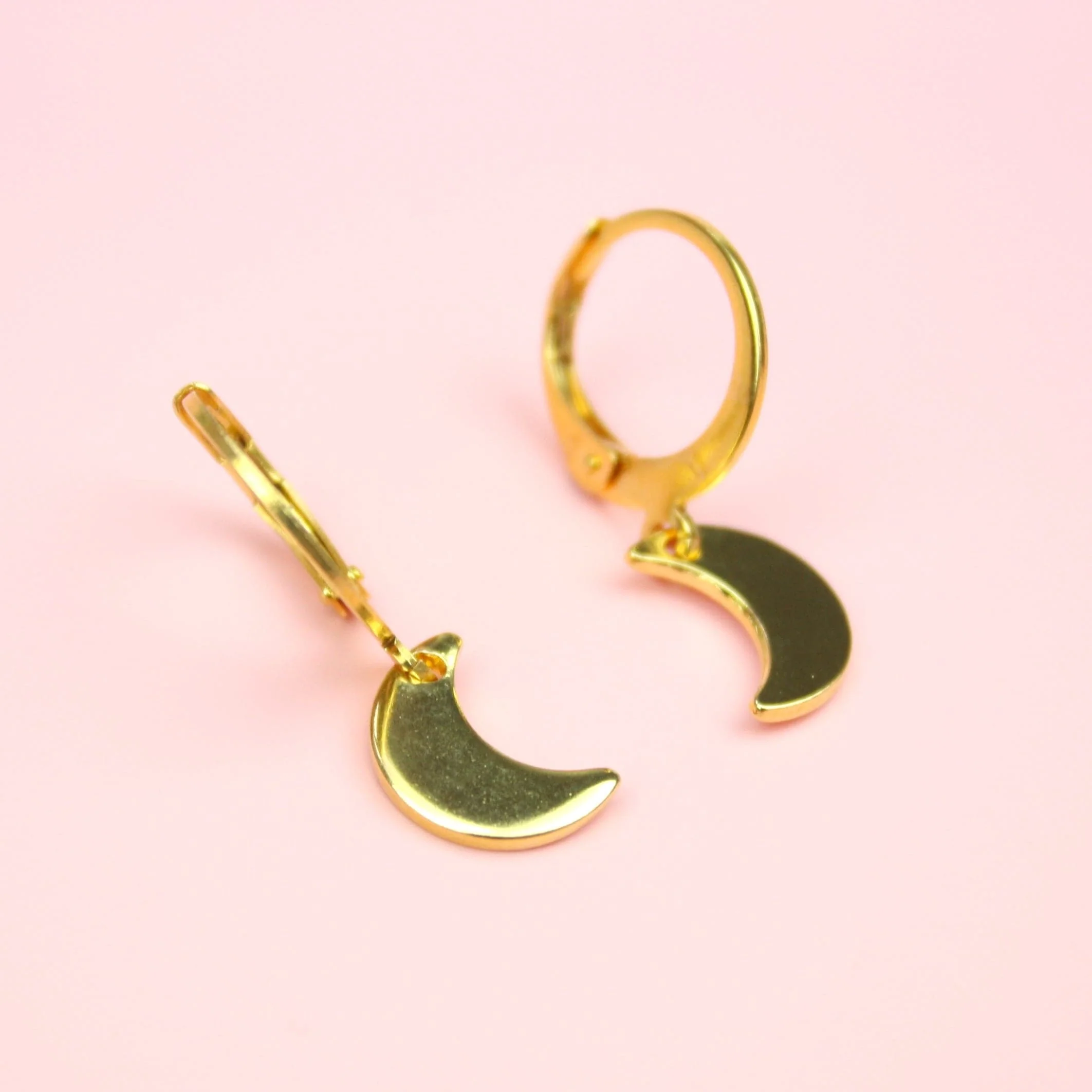 Moon Drop Hoop Earrings (Gold Plated) - Image 4