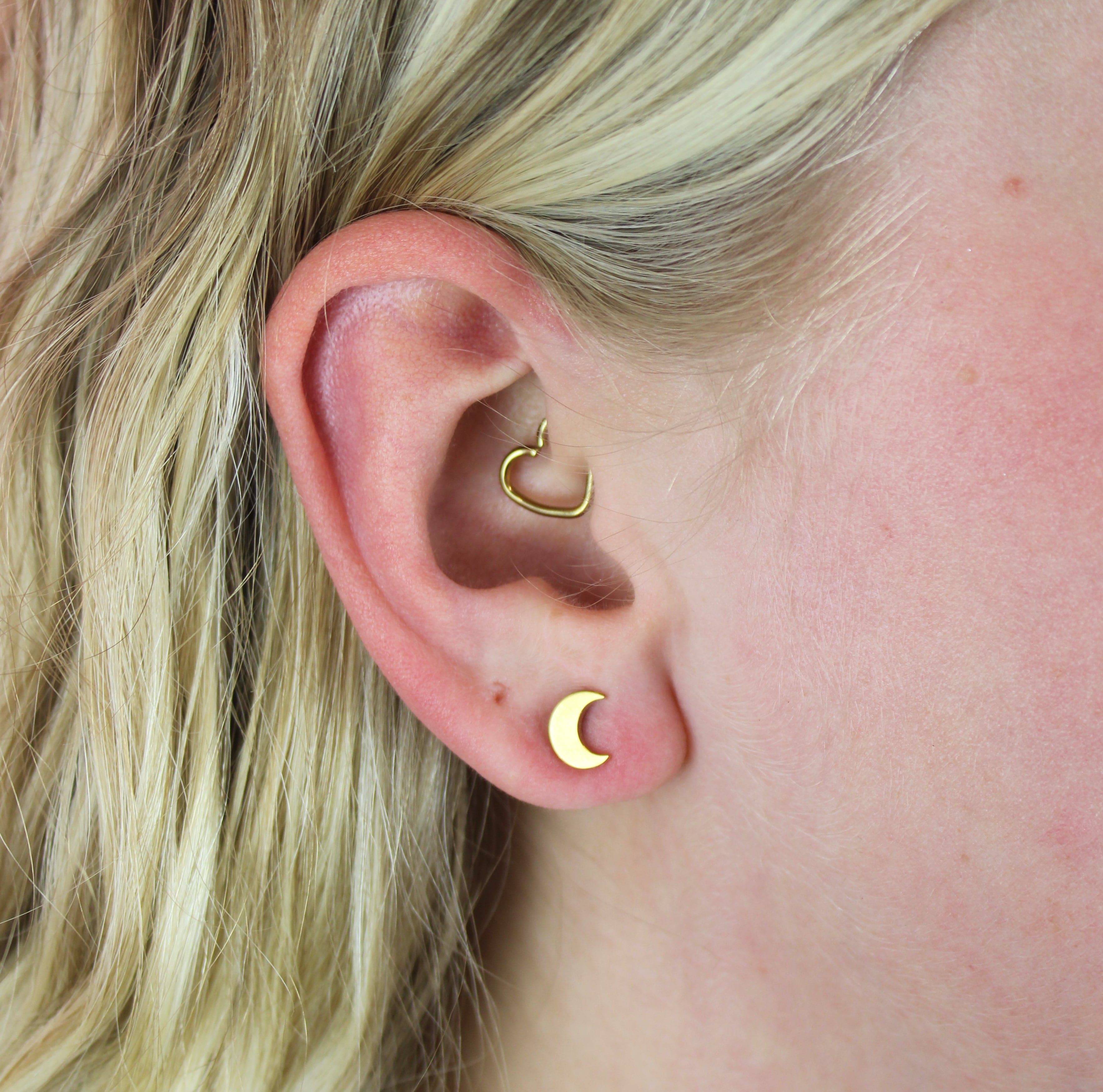 Moon Stud Earrings (Gold Plated) - Image 2